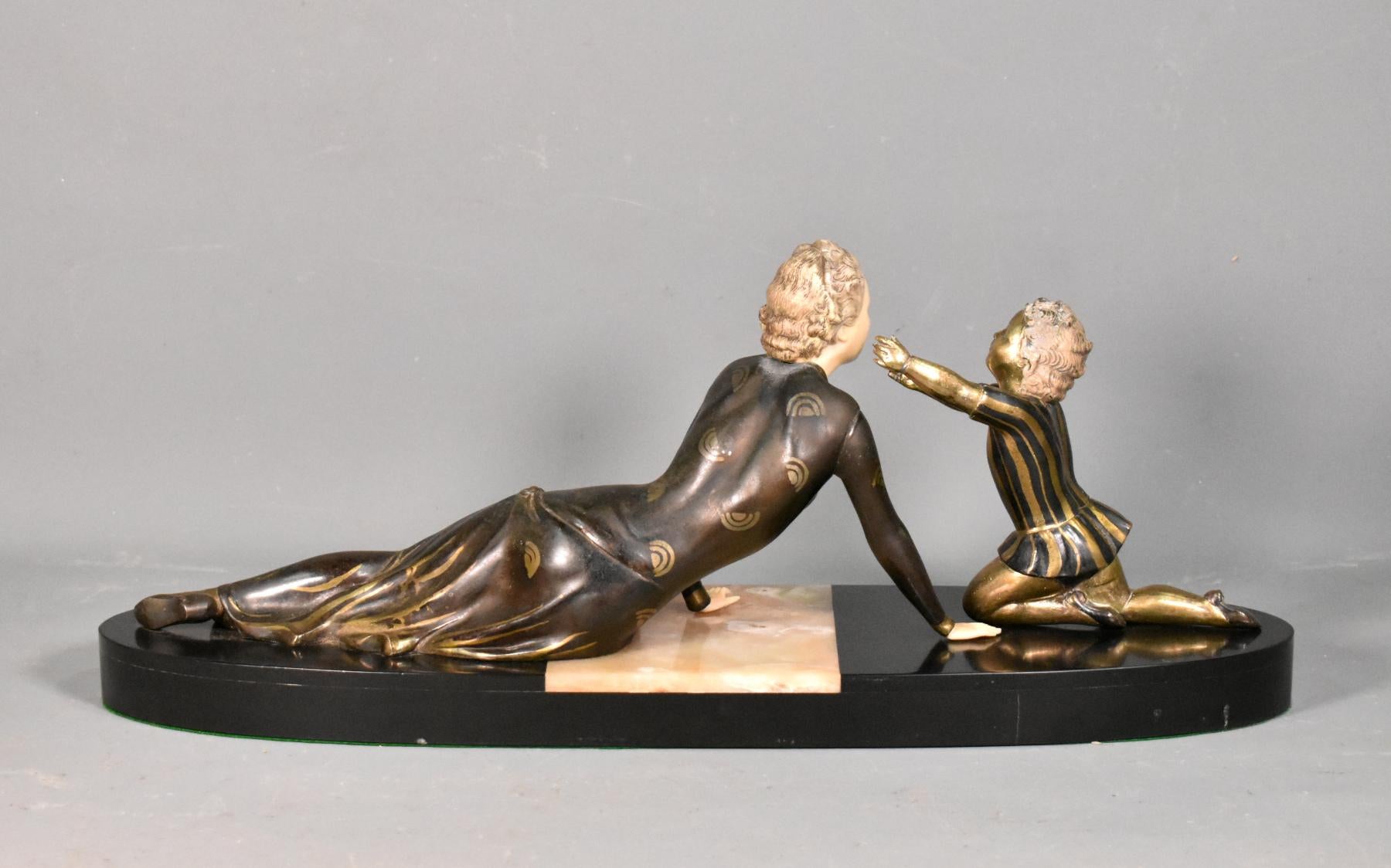 20th Century Large Art Deco Figurines by Menneville