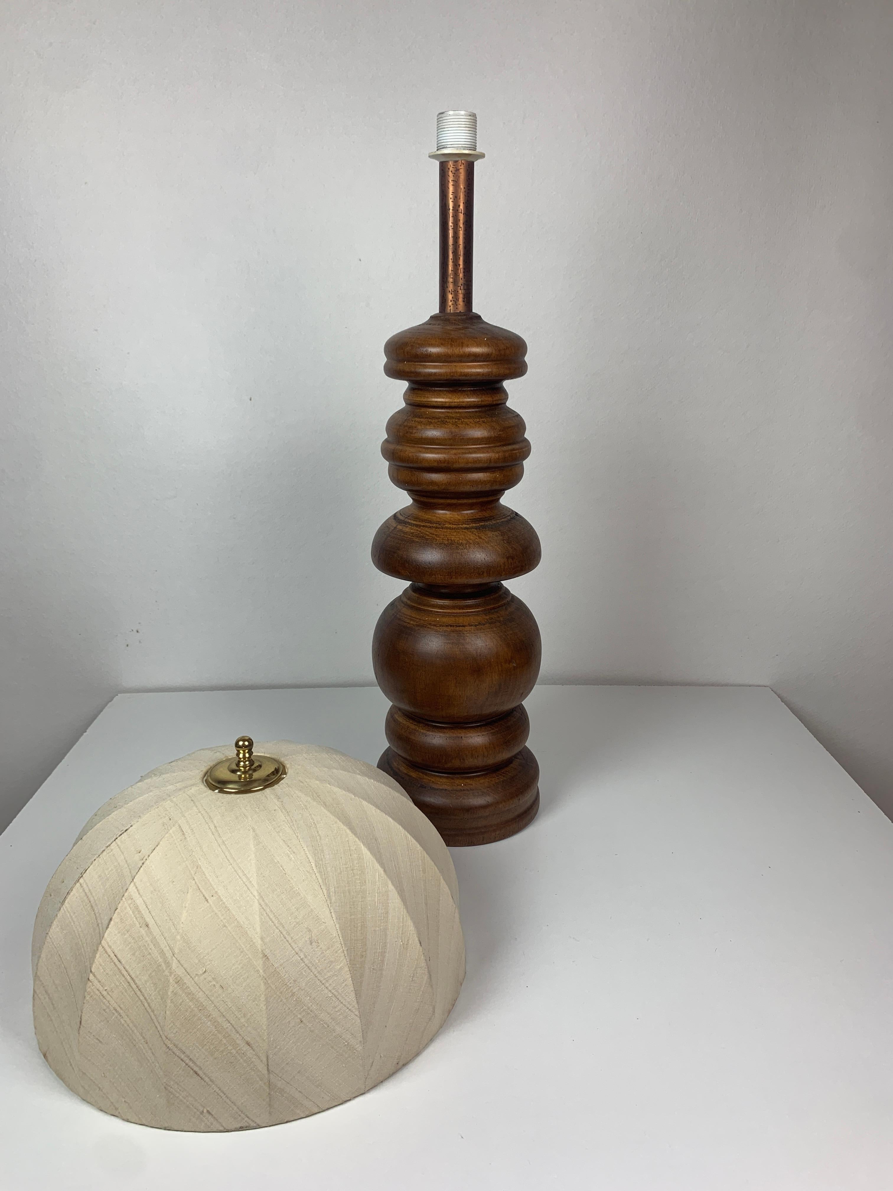 Large chunky brutalist Danish copper table lamp with mushroom shade For Sale 9