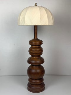 Large chunky brutalist Danish copper table lamp with mushroom shade