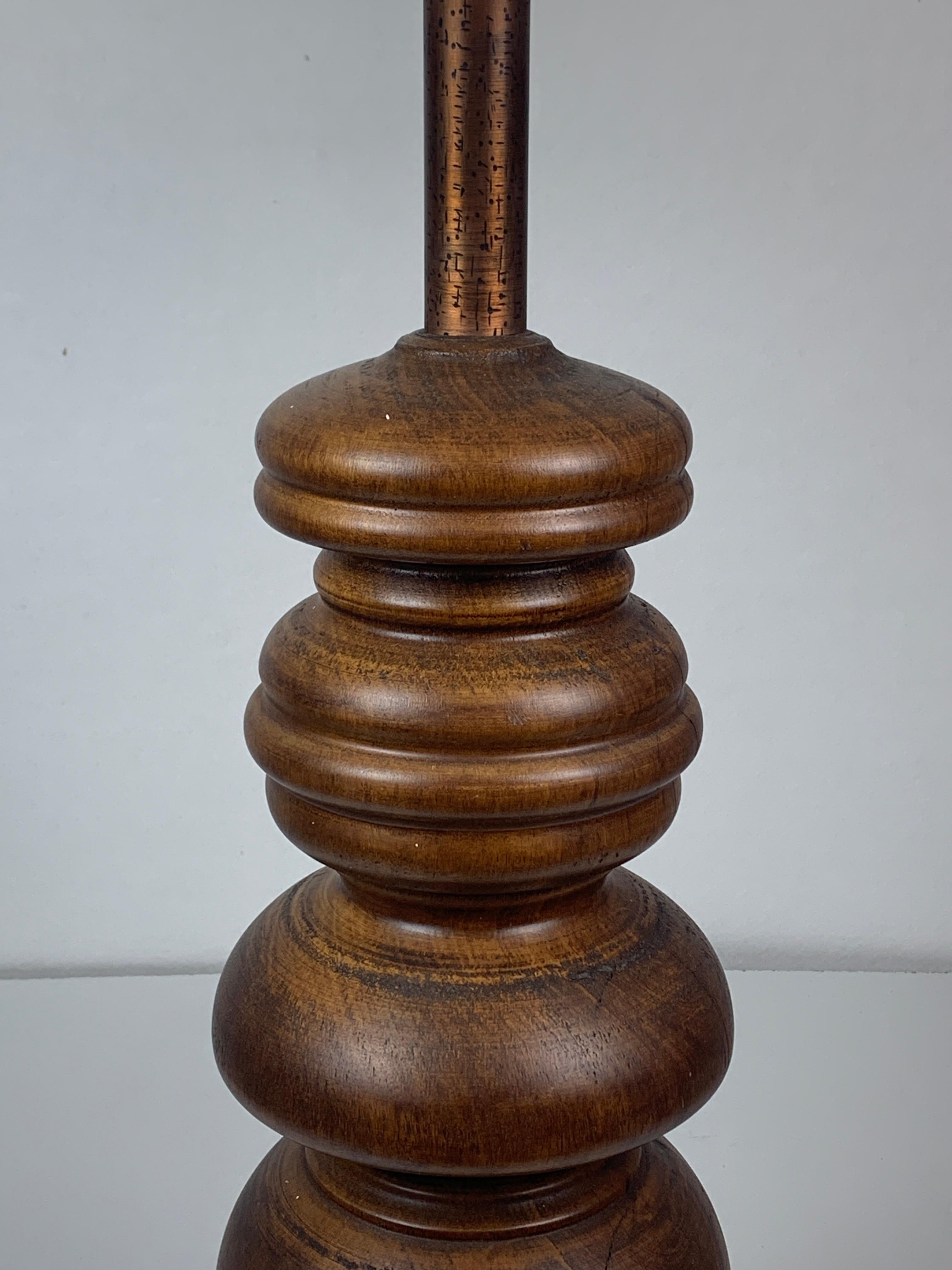 Large chunky brutalist Danish copper table lamp with mushroom shade For Sale 1