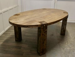 Large Chunky Oval Dining Conference Table, Industrial Design