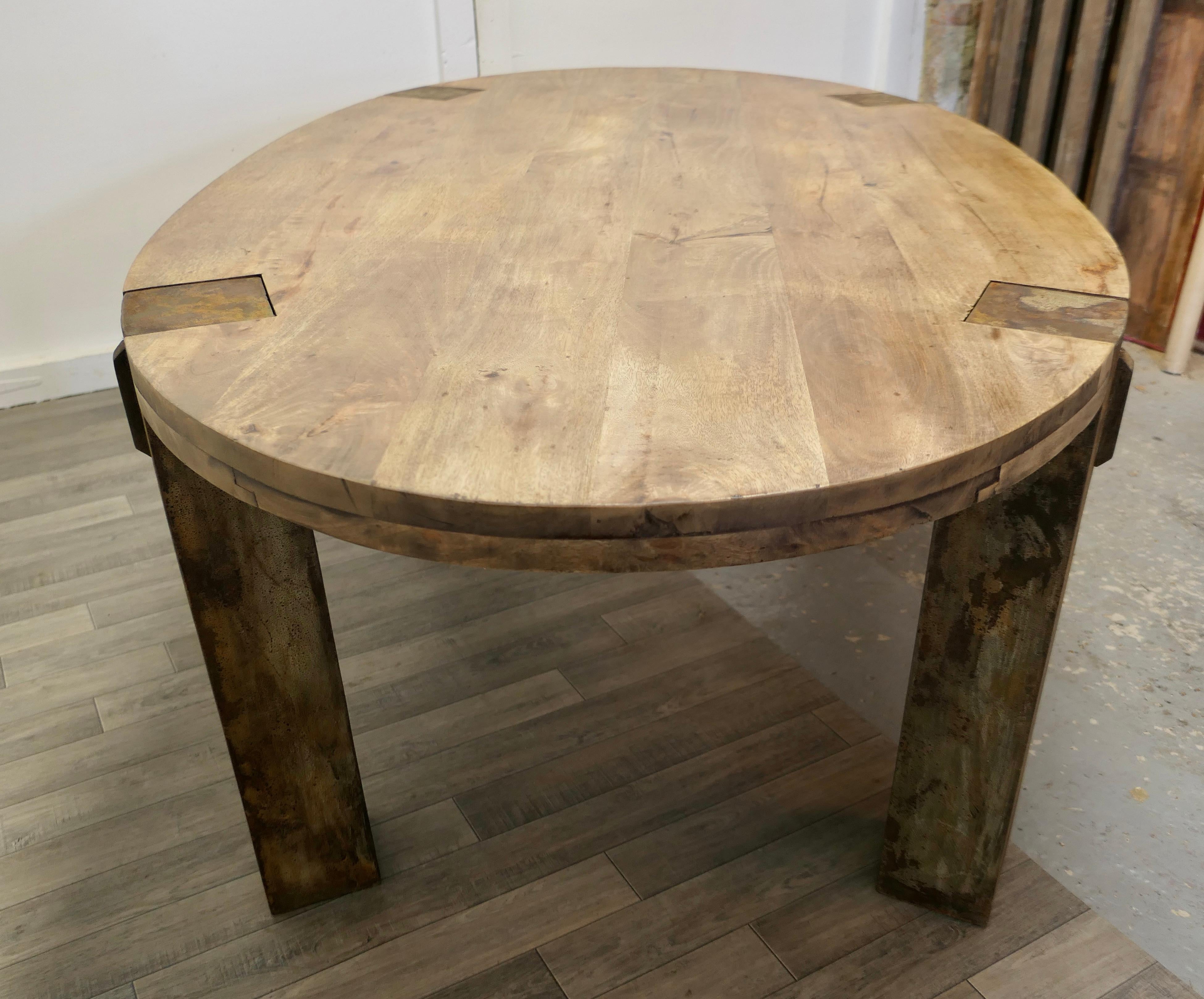 oval industrial dining table