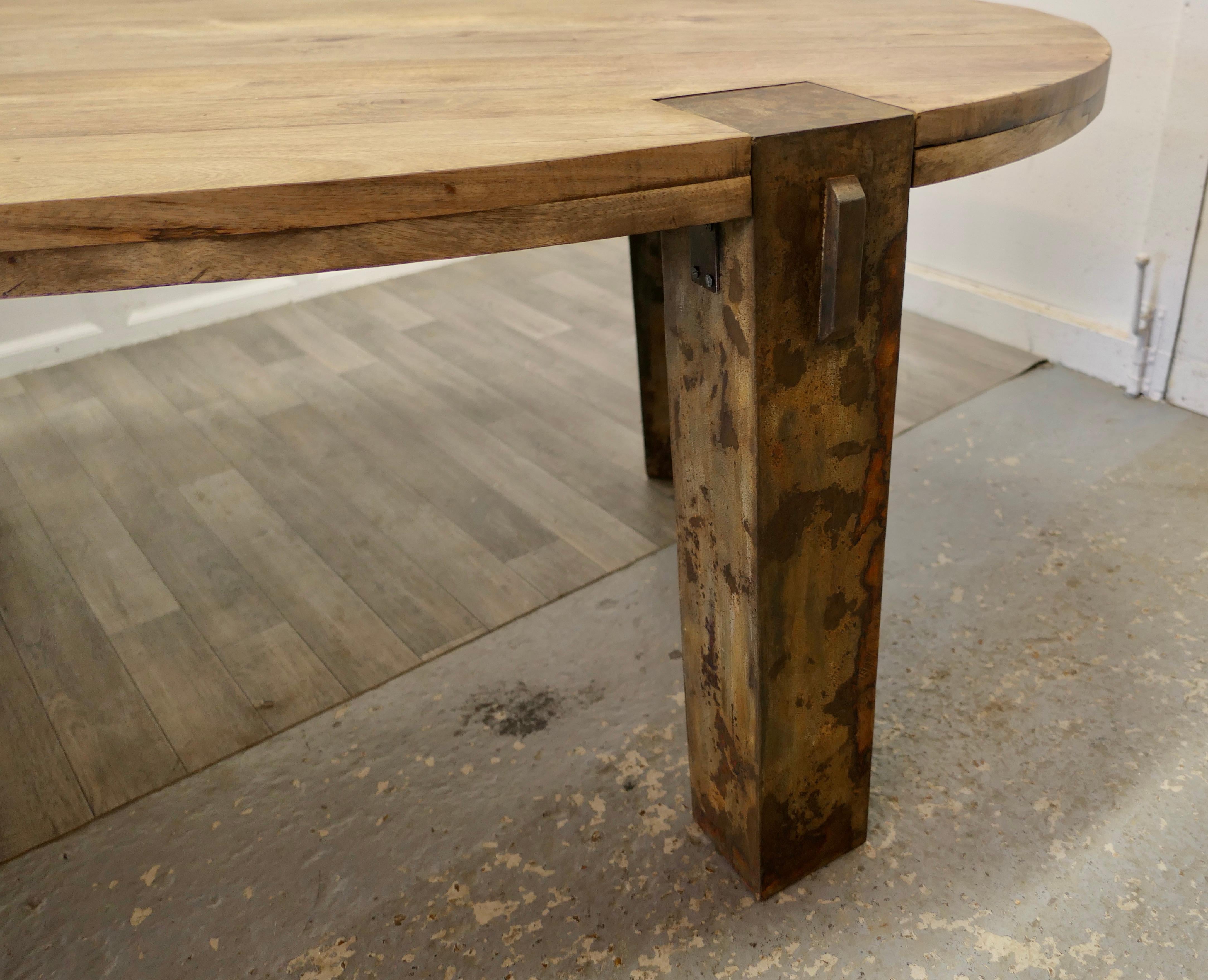Large Chunky Oval Dining Conference Table, Industrial Design 1