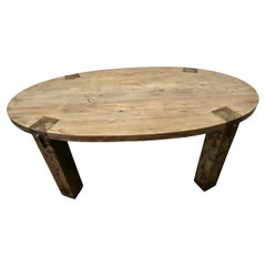 Large Chunky Oval Dining Conference Table, Industrial Design