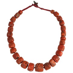 Vintage Large Chunky Tibetan Coral Necklace