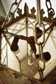 Large Church Pendant with Textured Glass