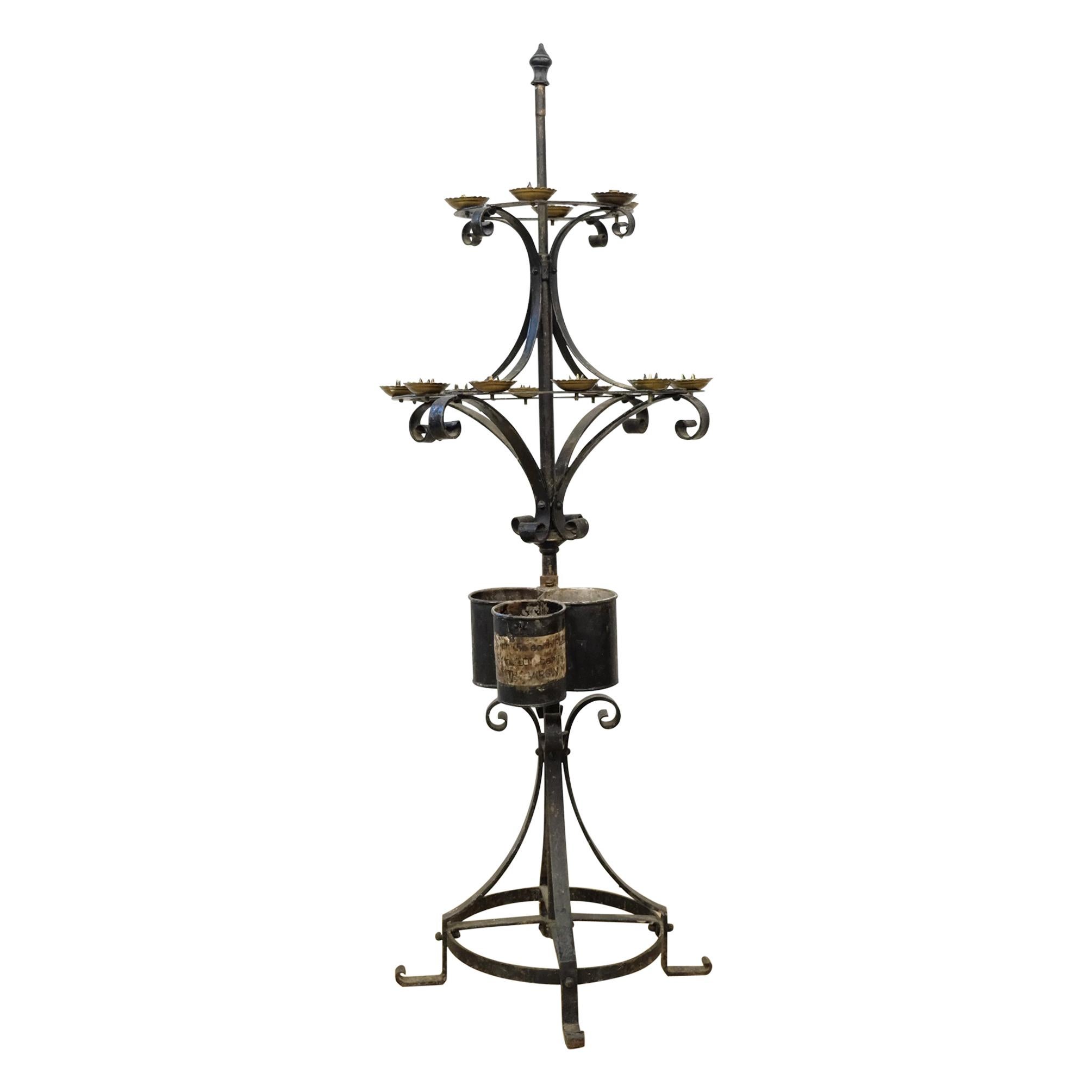 Large Church Votive Candle Stand, Wrought Iron, 19th Century, Floor Standing