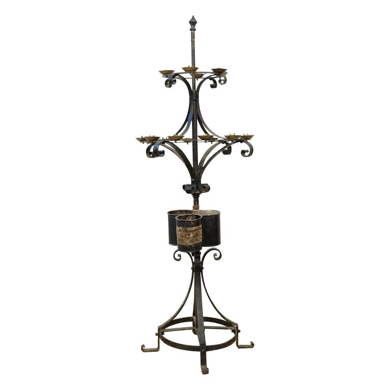 Large Church Votive Candle Stand, Wrought Iron, 19th Century, Floor