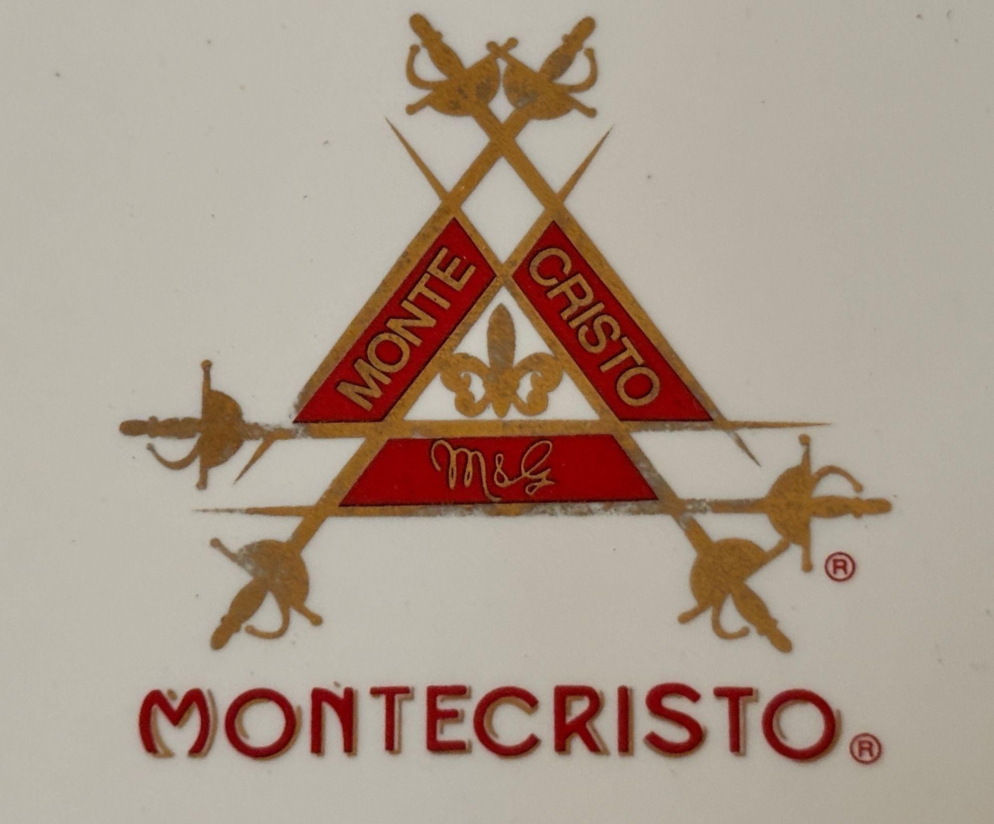 Post-Modern Large Cigar Porcelain Ashtray Monte Cristo Rectangular Red and Gold For Sale