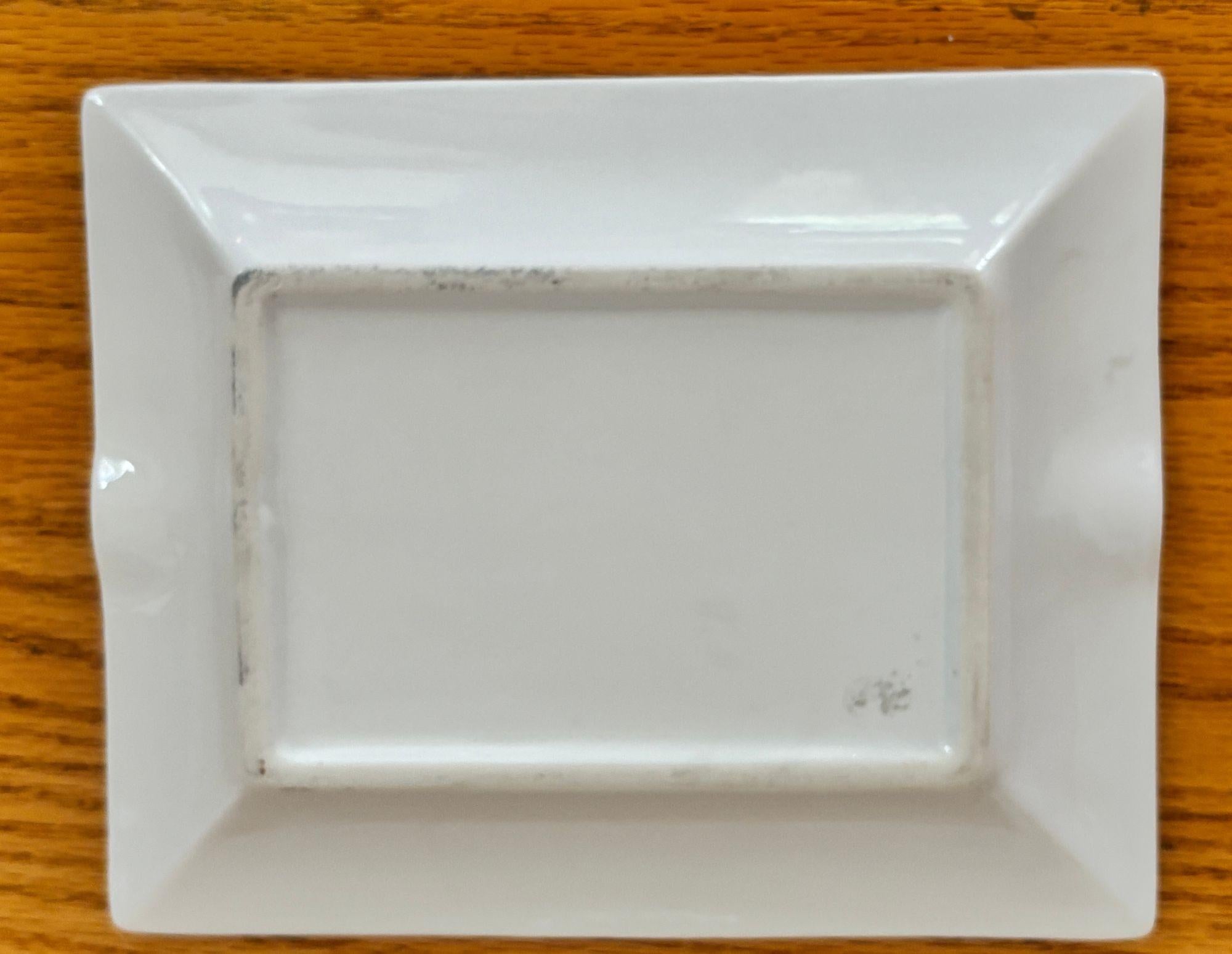 20th Century Large Cigar Porcelain Ashtray Monte Cristo Rectangular Red and Gold For Sale