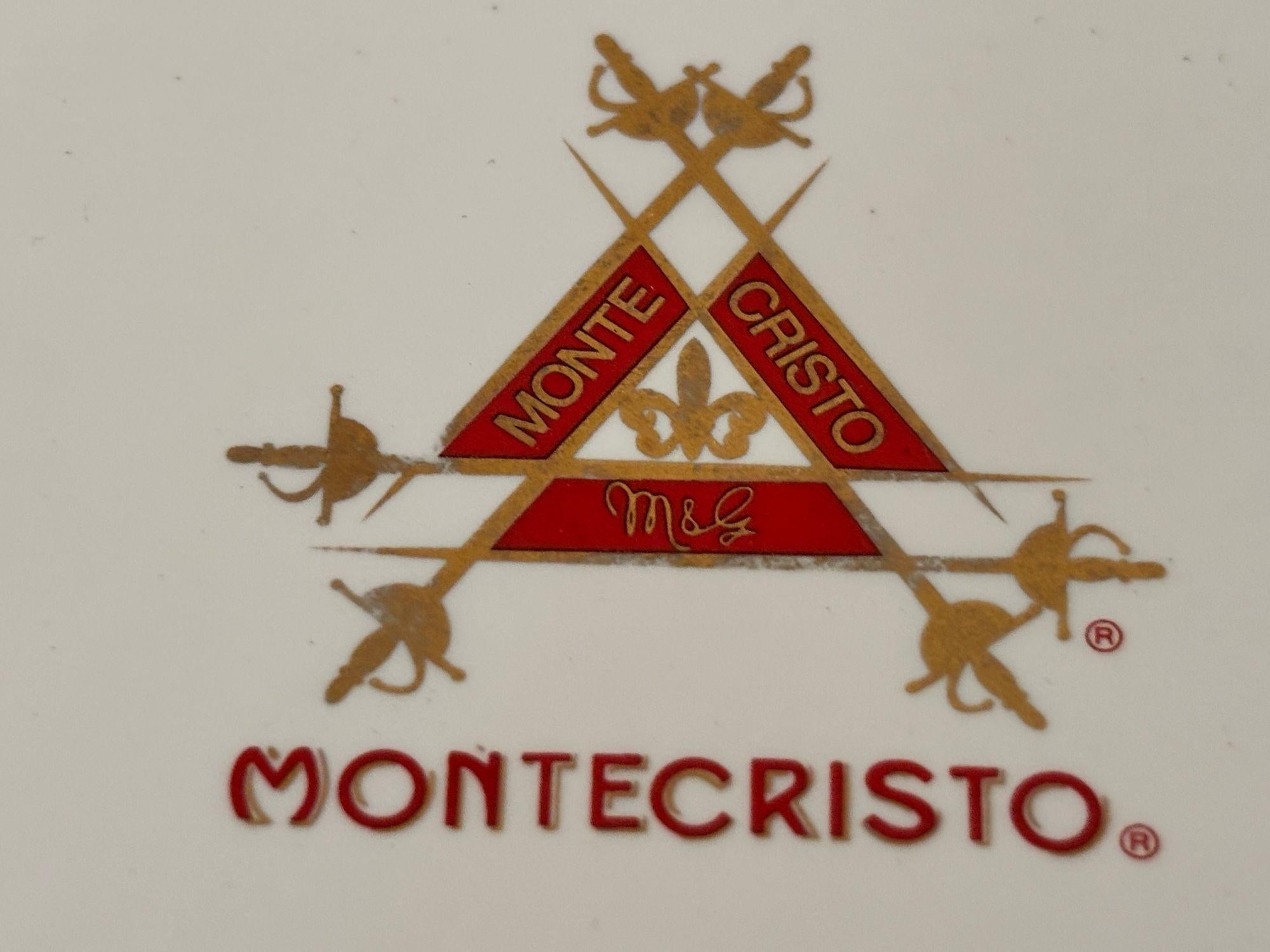 Large Cigar Porcelain Ashtray Monte Cristo Rectangular Red and Gold For Sale 2