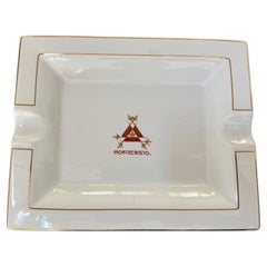 Large Cigar Porcelain Ashtray Monte Cristo Rectangular Red and Gold