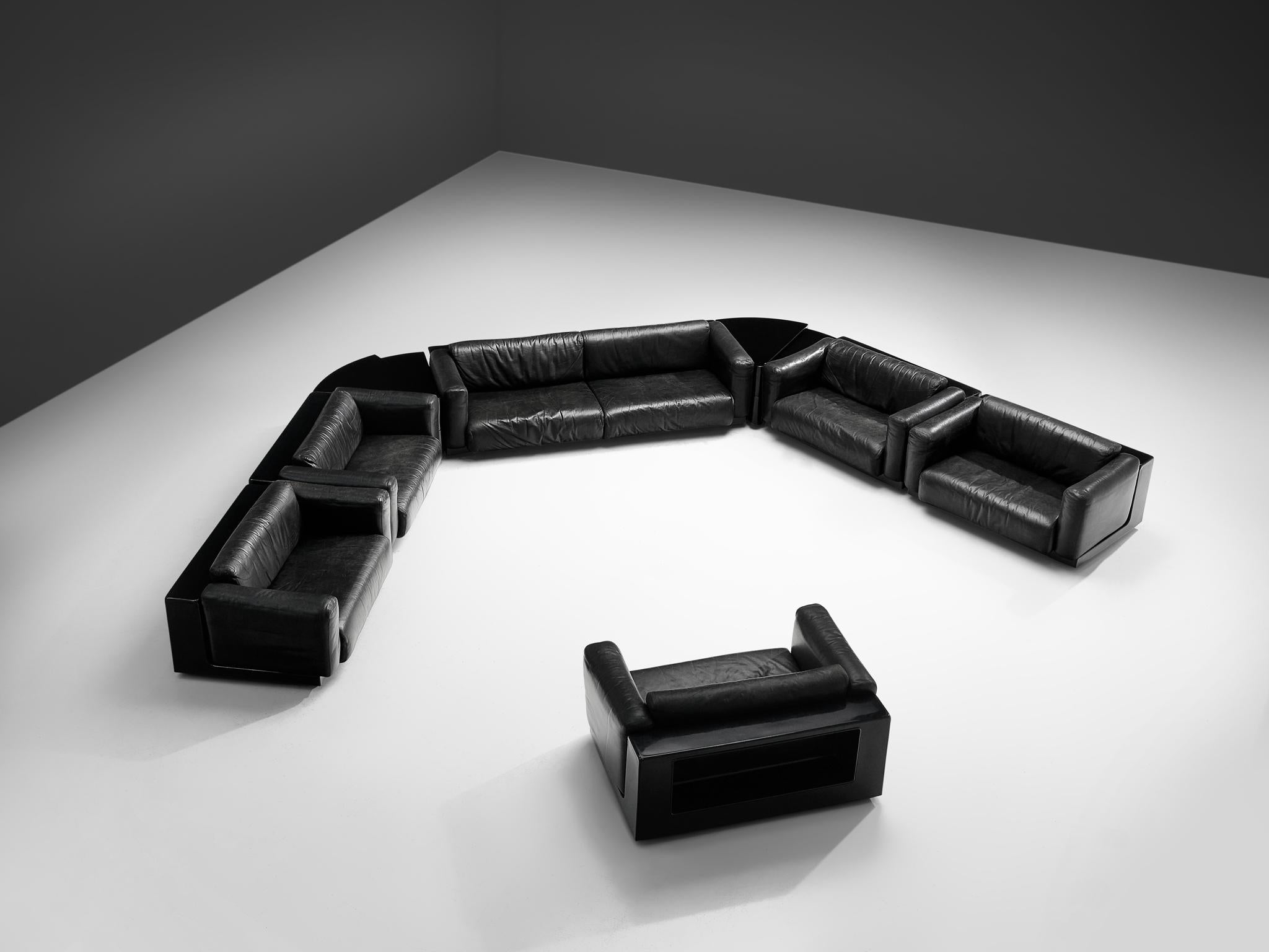 Large Cini Boeri for Knoll 'Gradual' Set in Black Leather 6