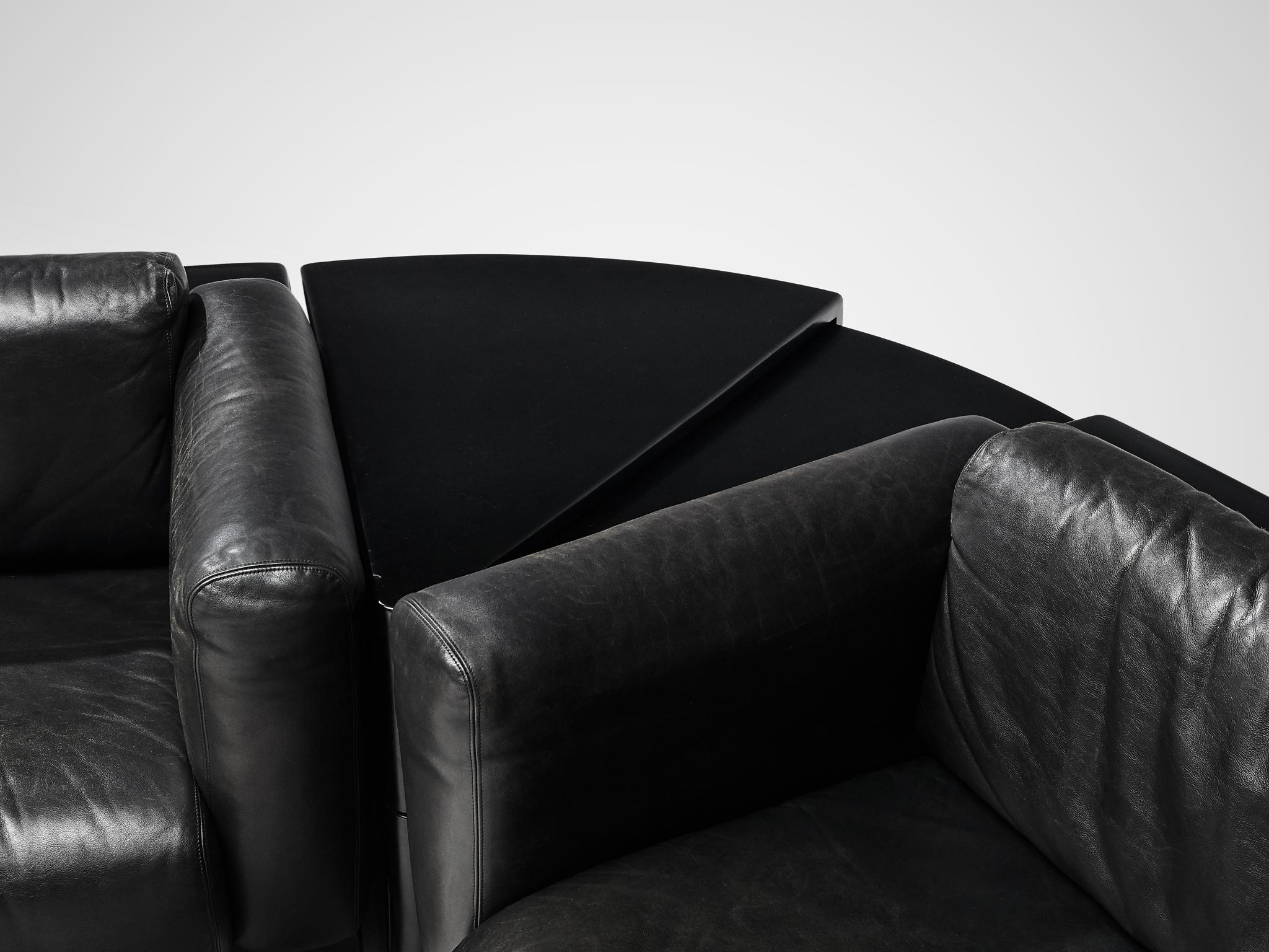 Large Cini Boeri for Knoll 'Gradual' Set in Black Leather In Good Condition In Waalwijk, NL
