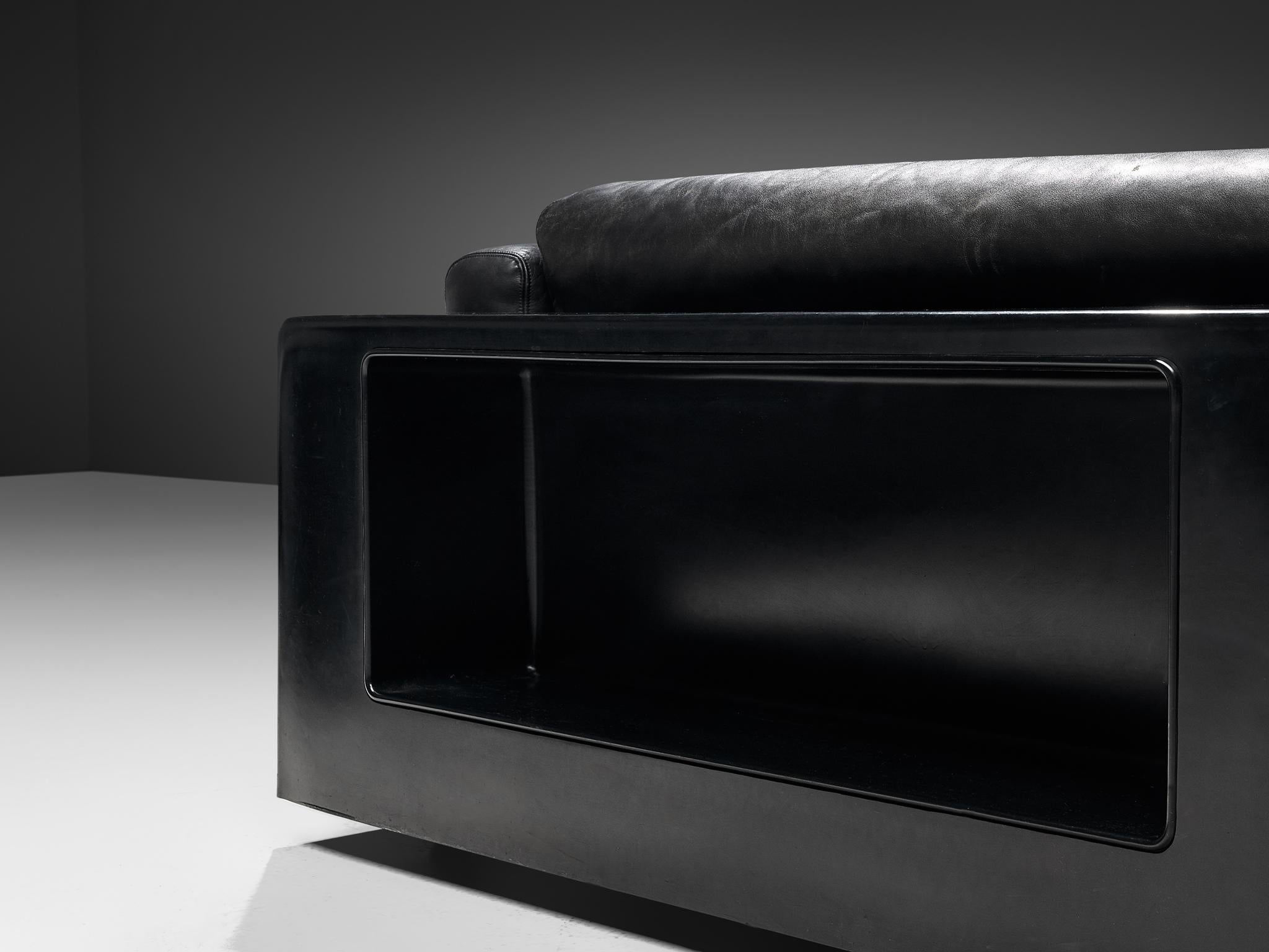 Large Cini Boeri for Knoll 'Gradual' Set in Black Leather 3