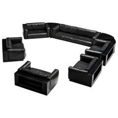 Large Cini Boeri for Knoll 'Gradual' Set in Black Leather