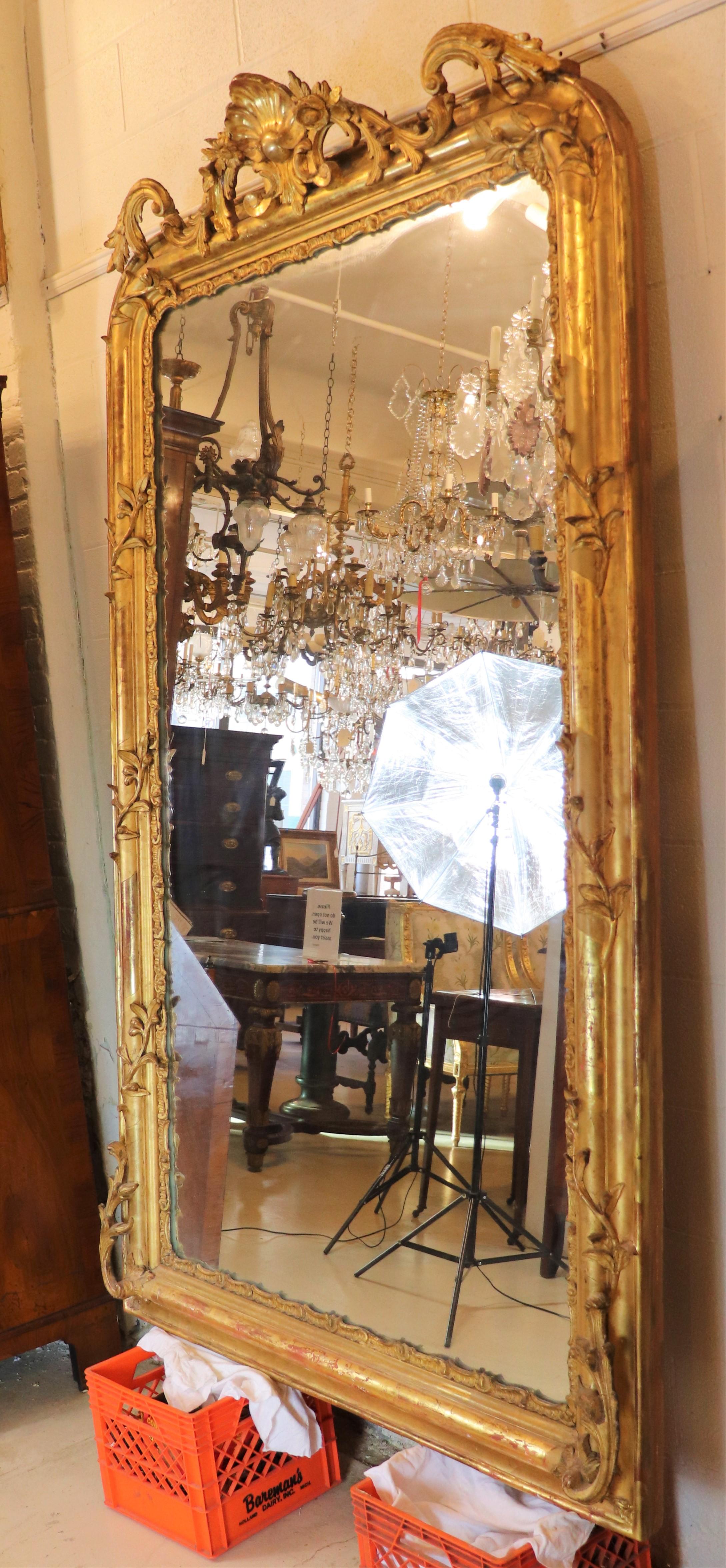 Large circa 1820 Louis XV Style Gilt Mirror 5