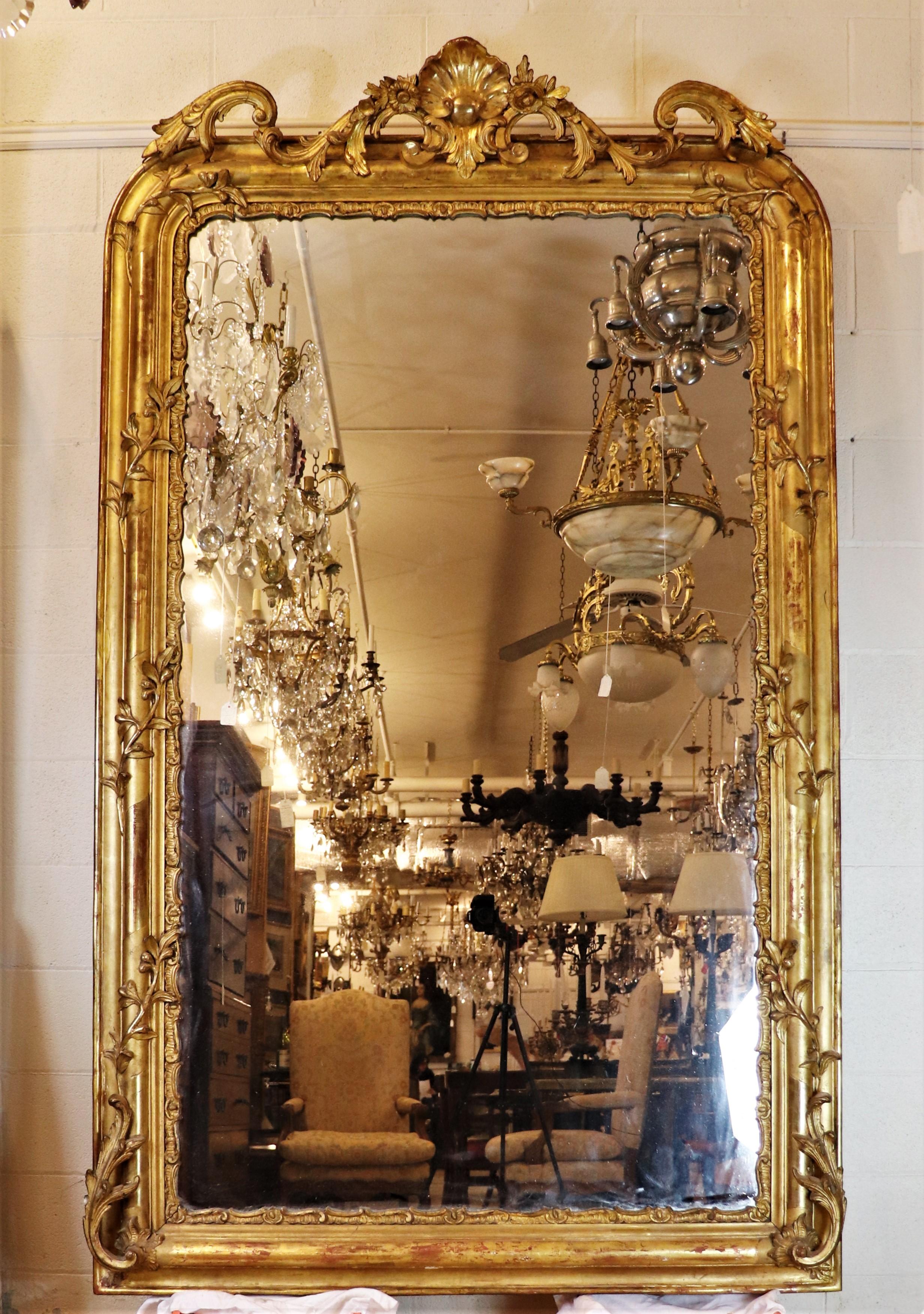 Large circa 1820 Louis XV Style Gilt Mirror 6