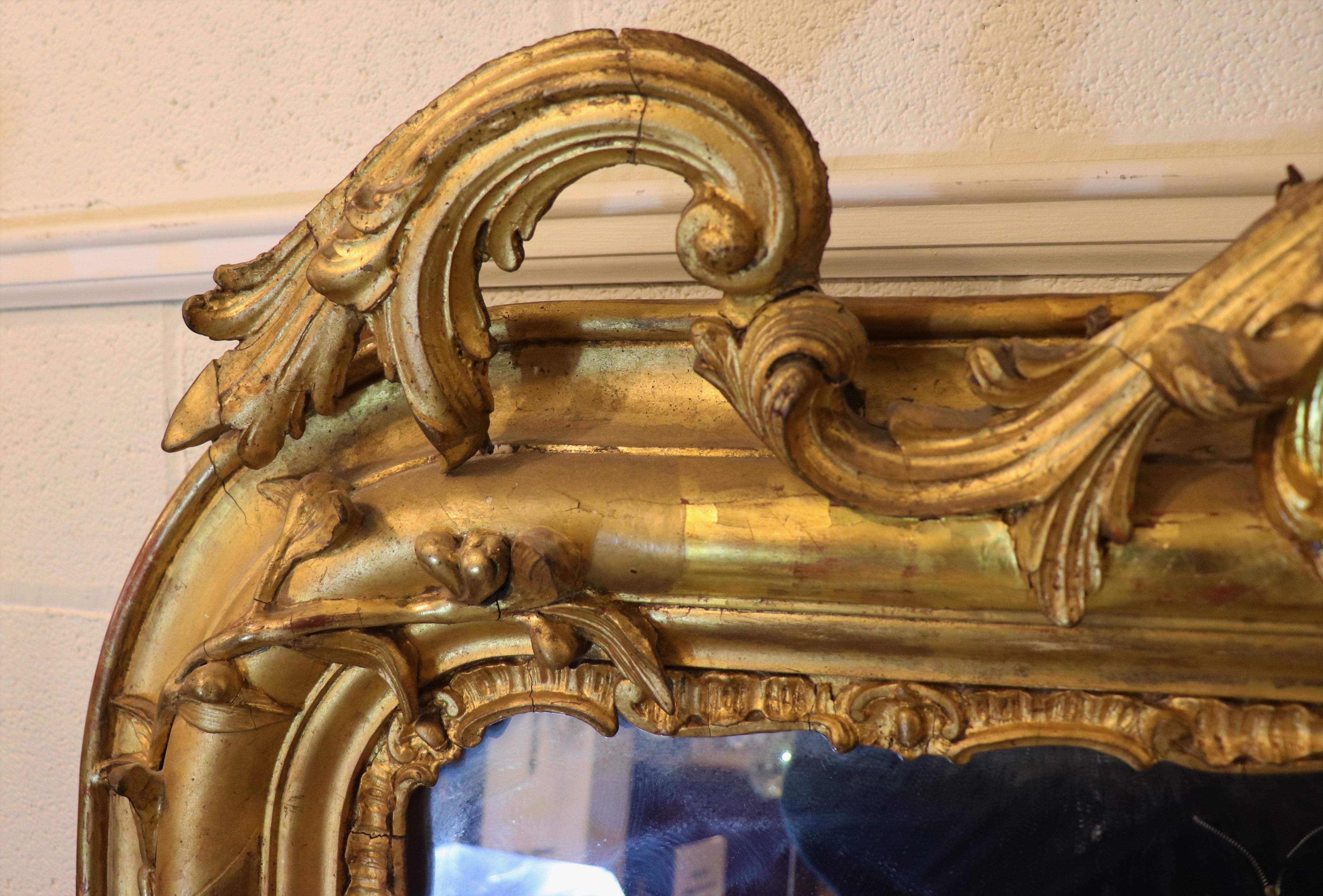 Large circa 1820 Louis XV Style Gilt Mirror 10