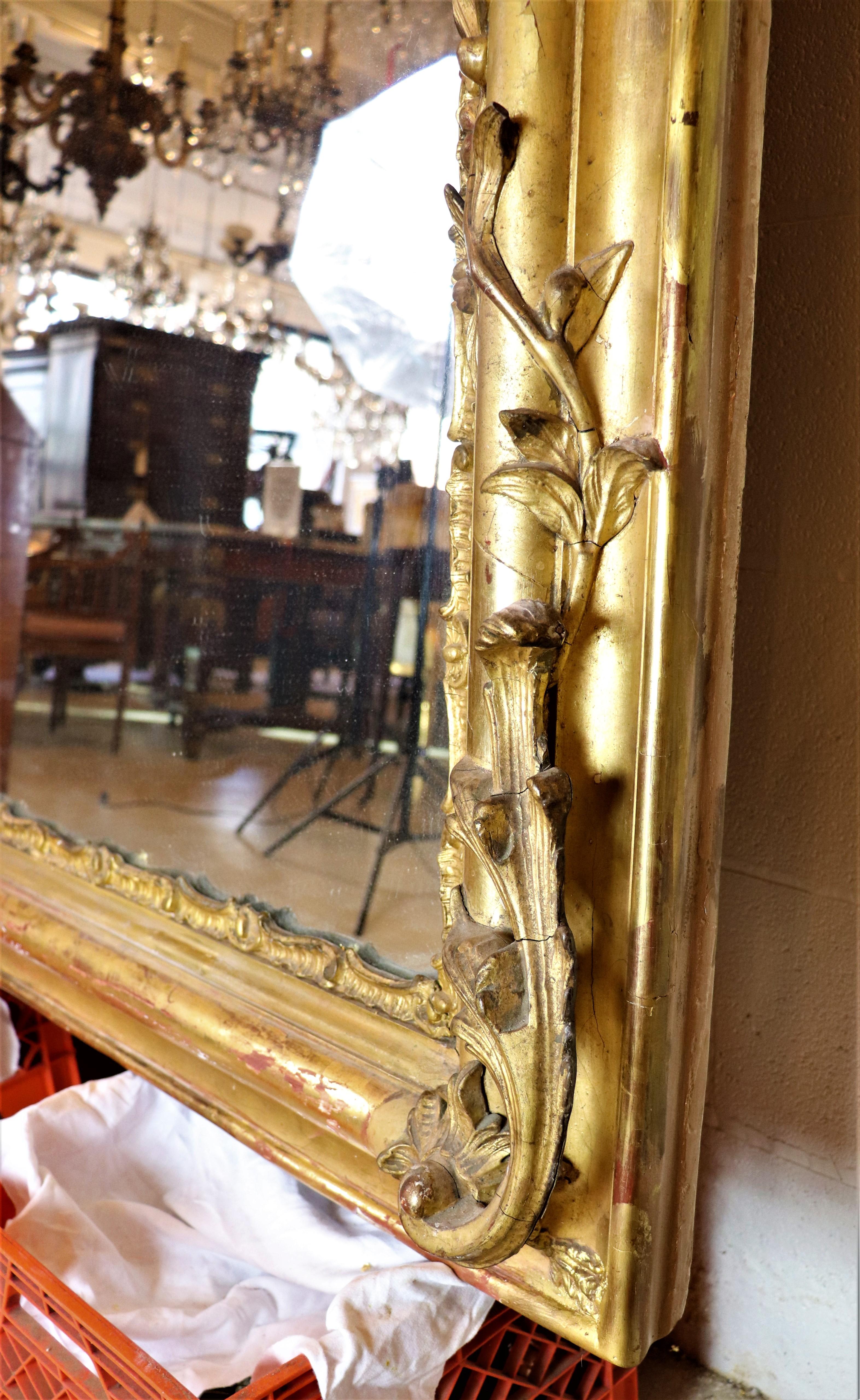 Large circa 1820 Louis XV Style Gilt Mirror 12
