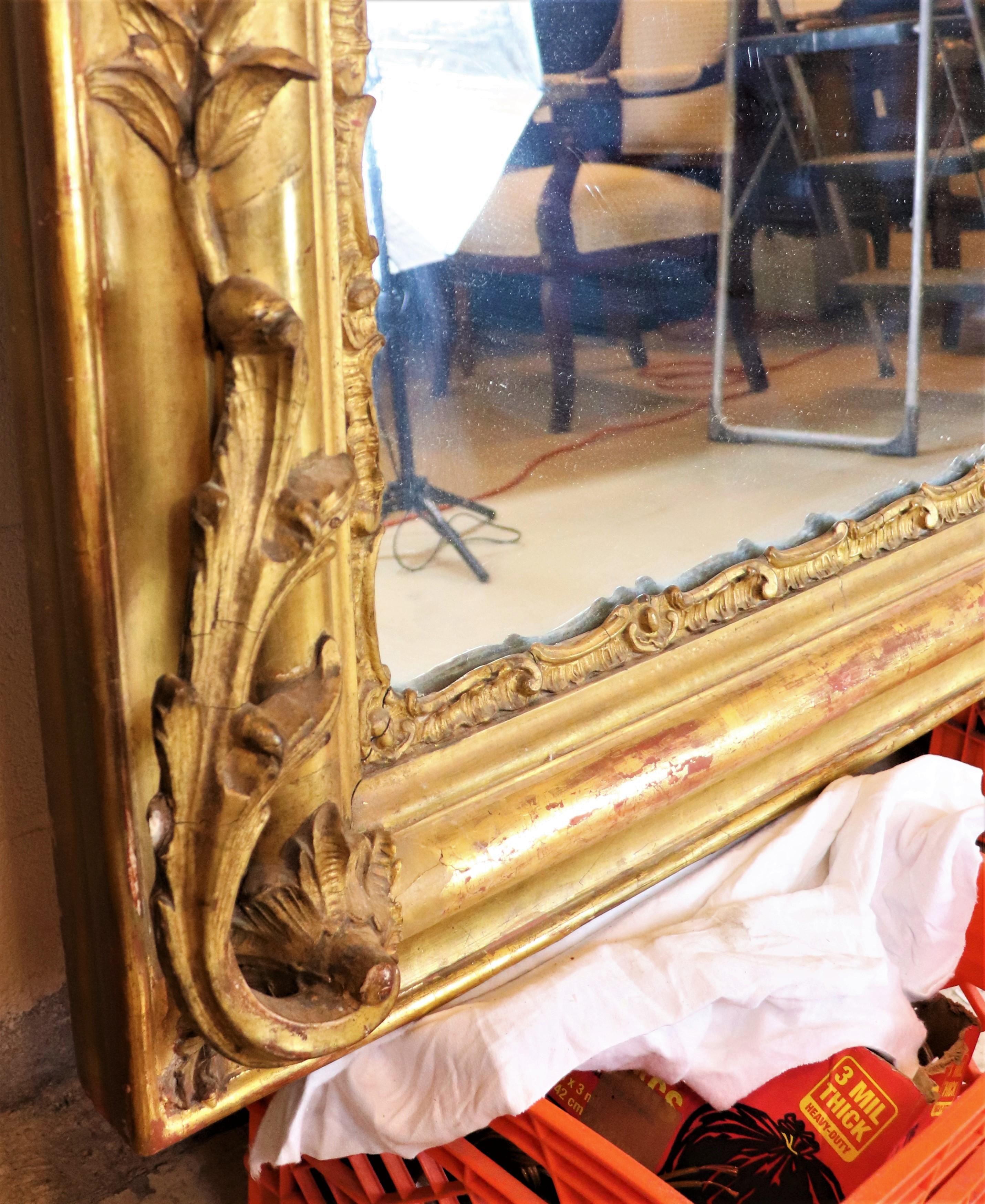 Large circa 1820 Louis XV Style Gilt Mirror In Good Condition In Chicago, IL