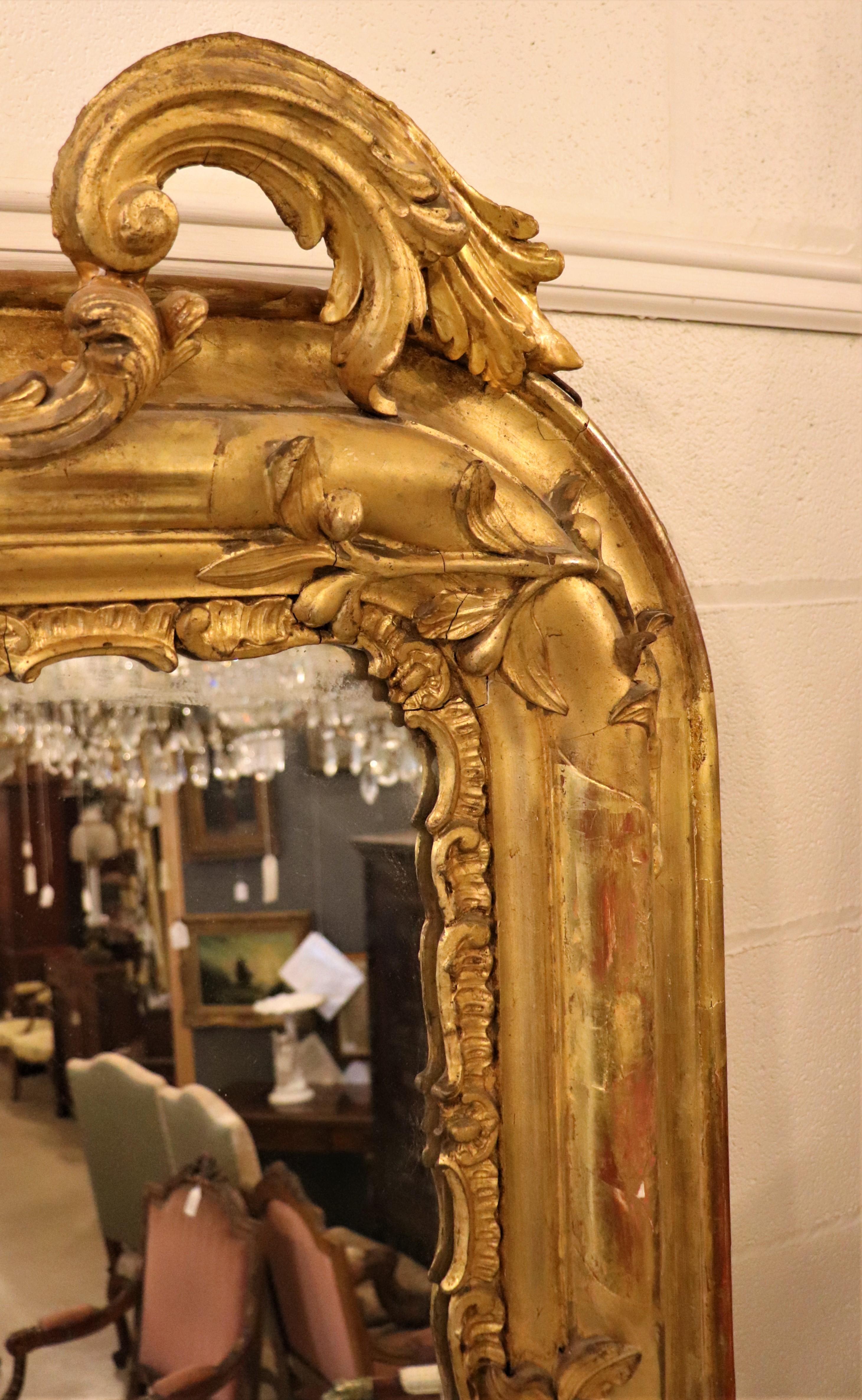 Large circa 1820 Louis XV Style Gilt Mirror 2
