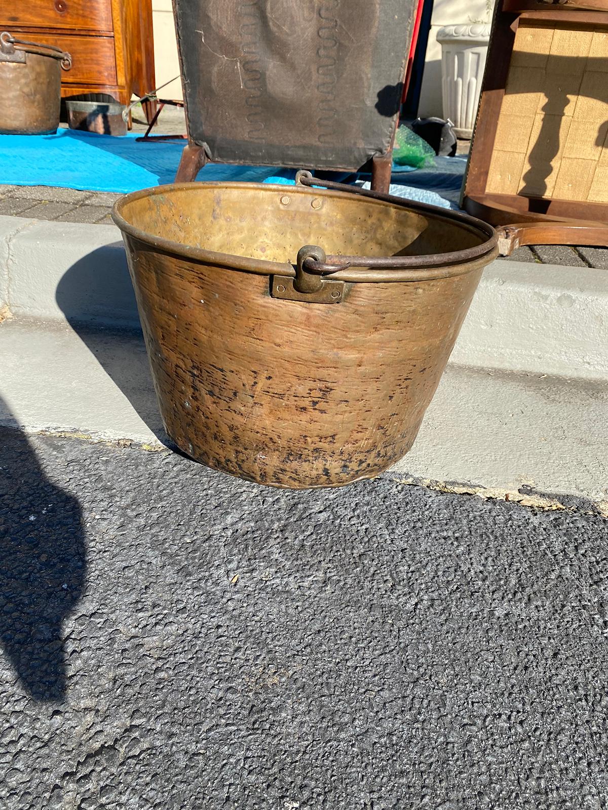 Large Circa 1840 American Copper Jelly Pail with Wrought Iron Handle 5