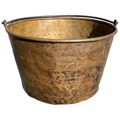 Large Circa 1840 American Copper Jelly Pail with Wrought Iron Handle