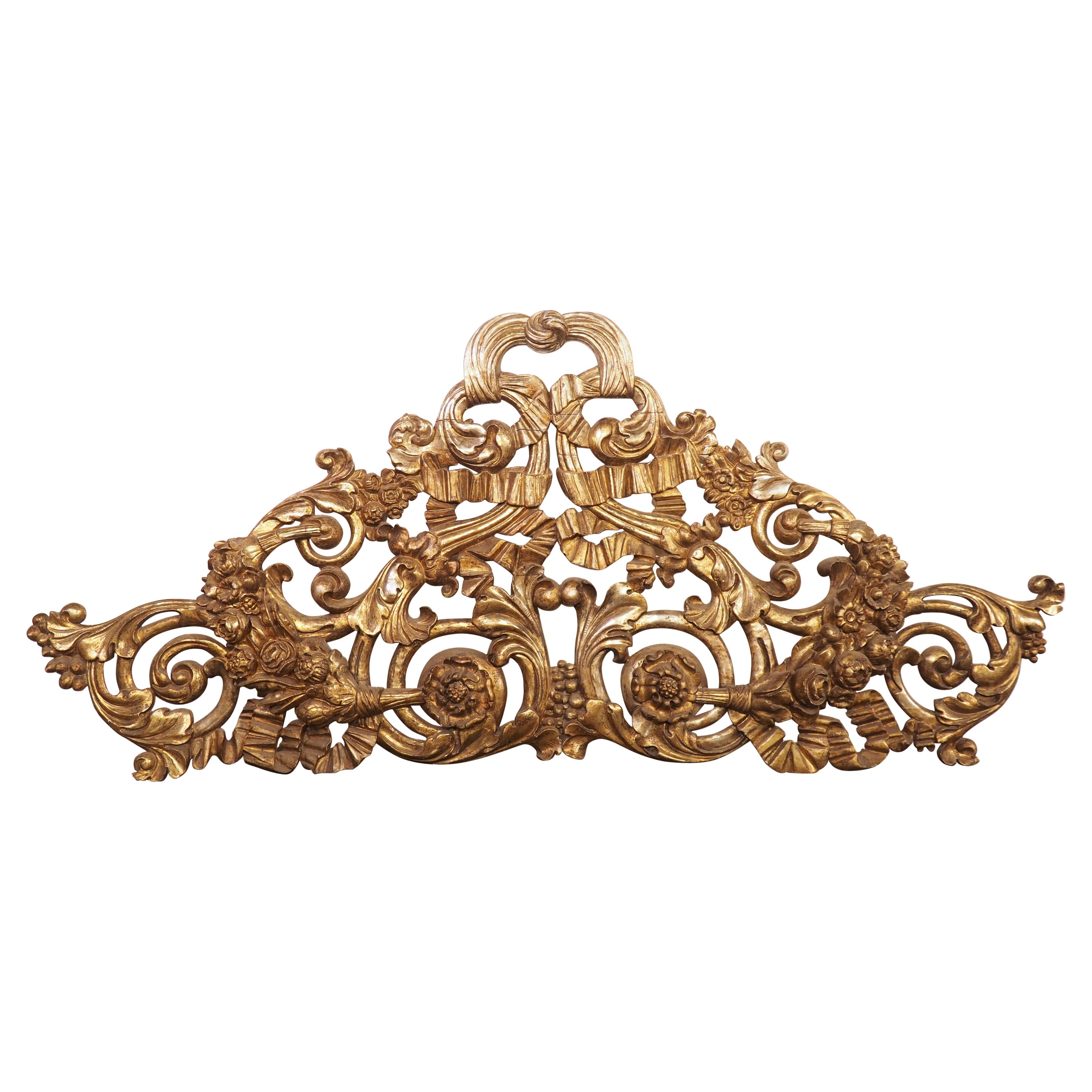 Große CIRCA 1850 Italienisch Giltwood architektonische Schnitzerei oder Kopfteil 91,5 Zoll