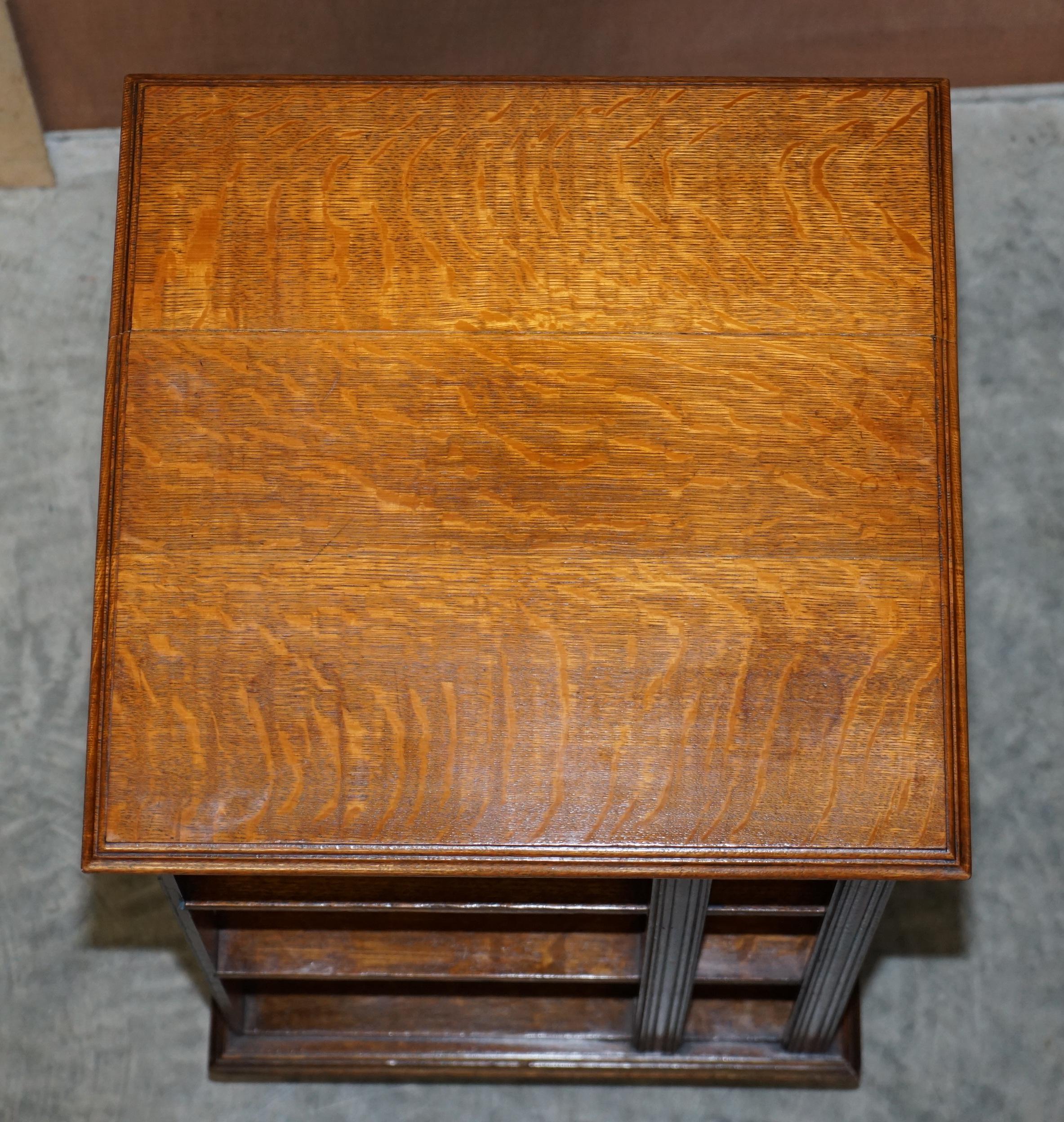 High Victorian Large circa 1880 Antique Victorian English Oak Revolving Bookcase Book Table For Sale