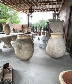 Large Circa 1900 French Antique Teardrop Biot Jar with Yellow Glaze