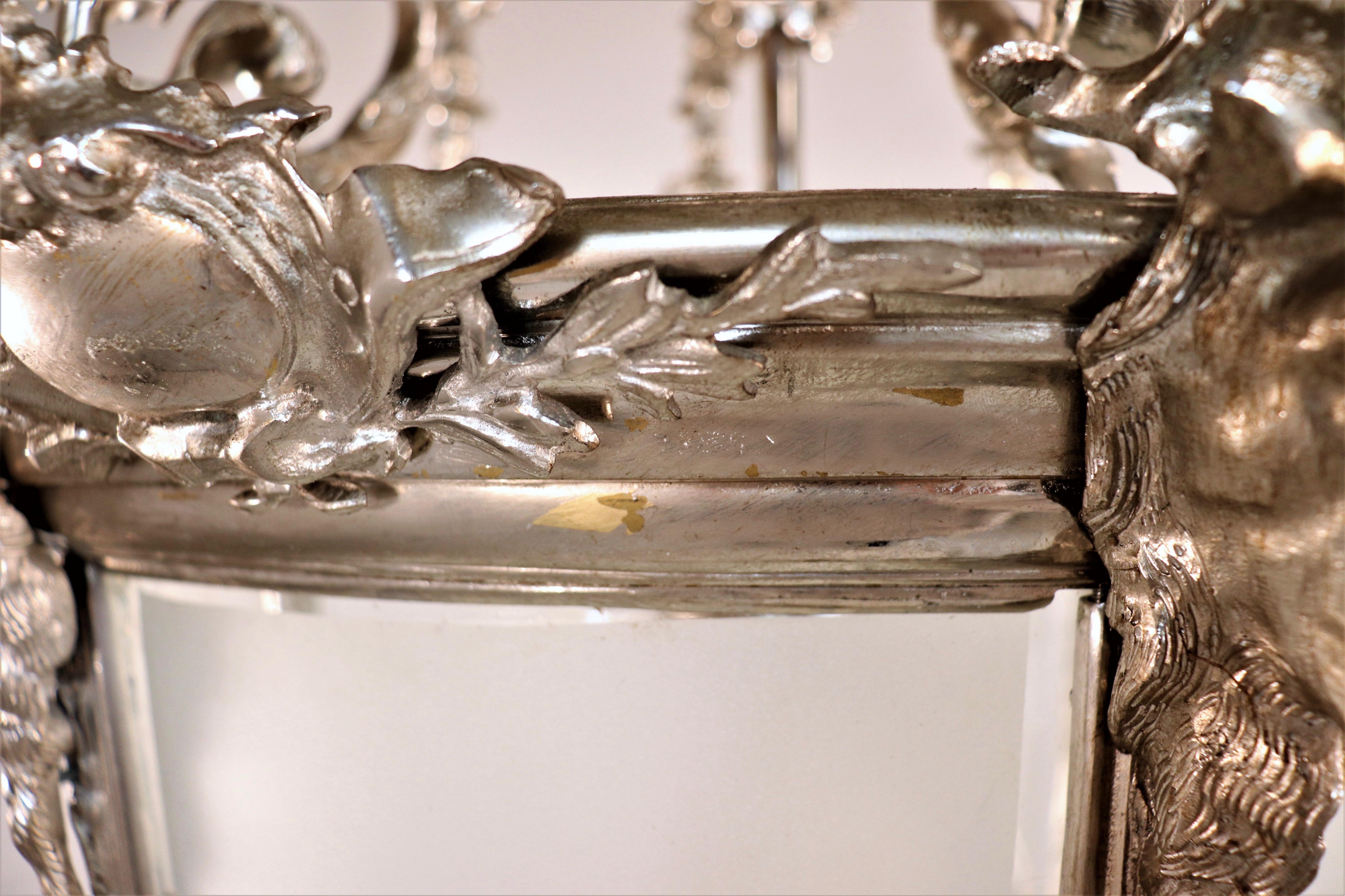 Large Late 20th Century Louis XV Style Nickel on Bronze Lantern 4