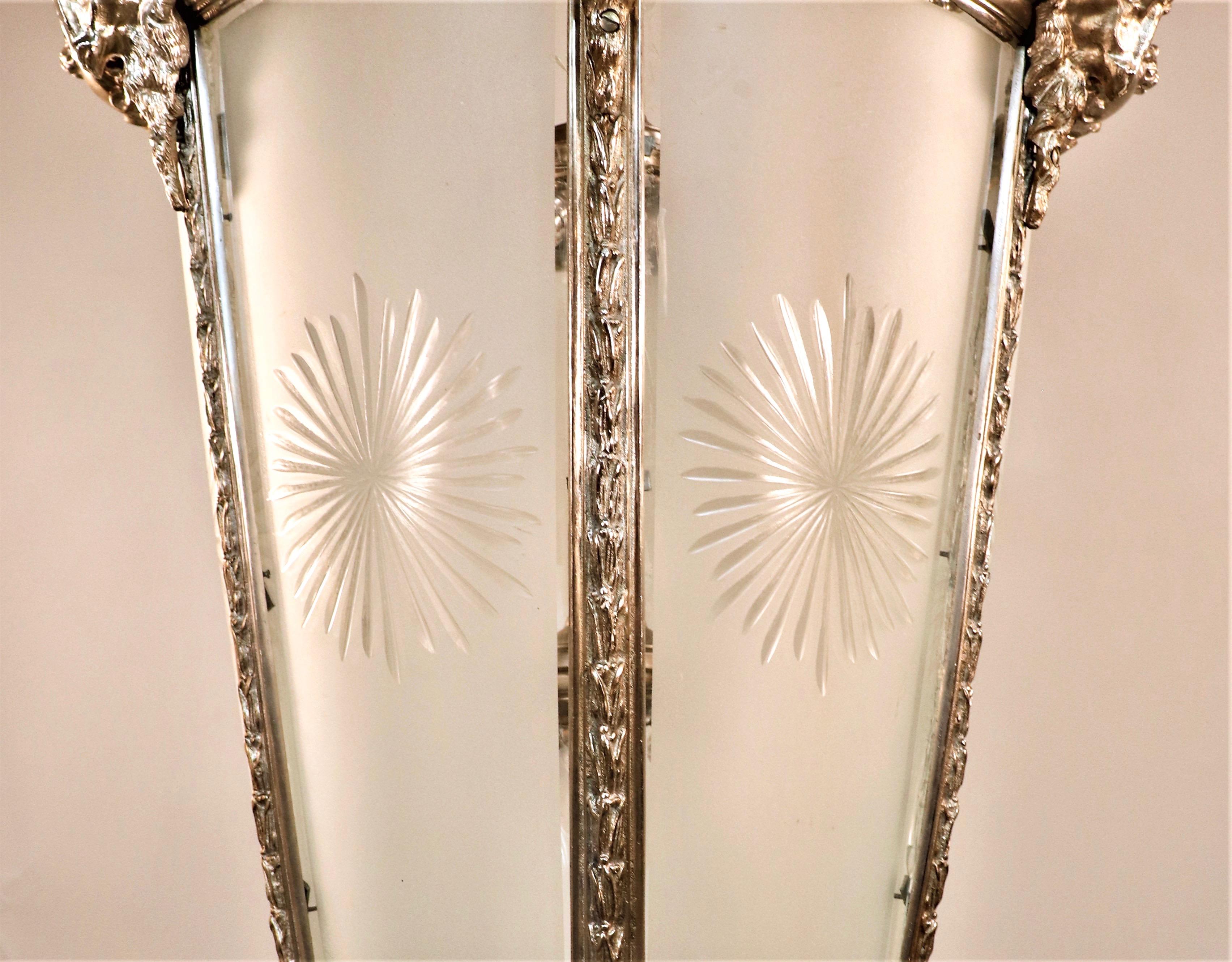 Large Late 20th Century Louis XV Style Nickel on Bronze Lantern 7