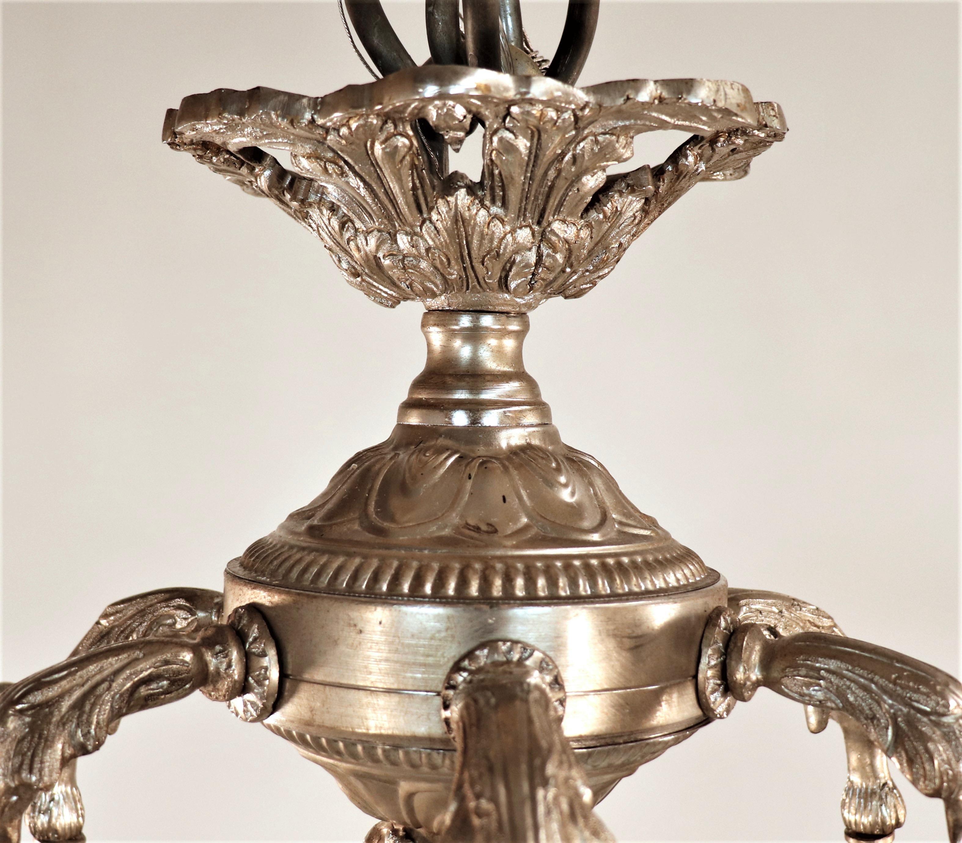 Etched Large Late 20th Century Louis XV Style Nickel on Bronze Lantern