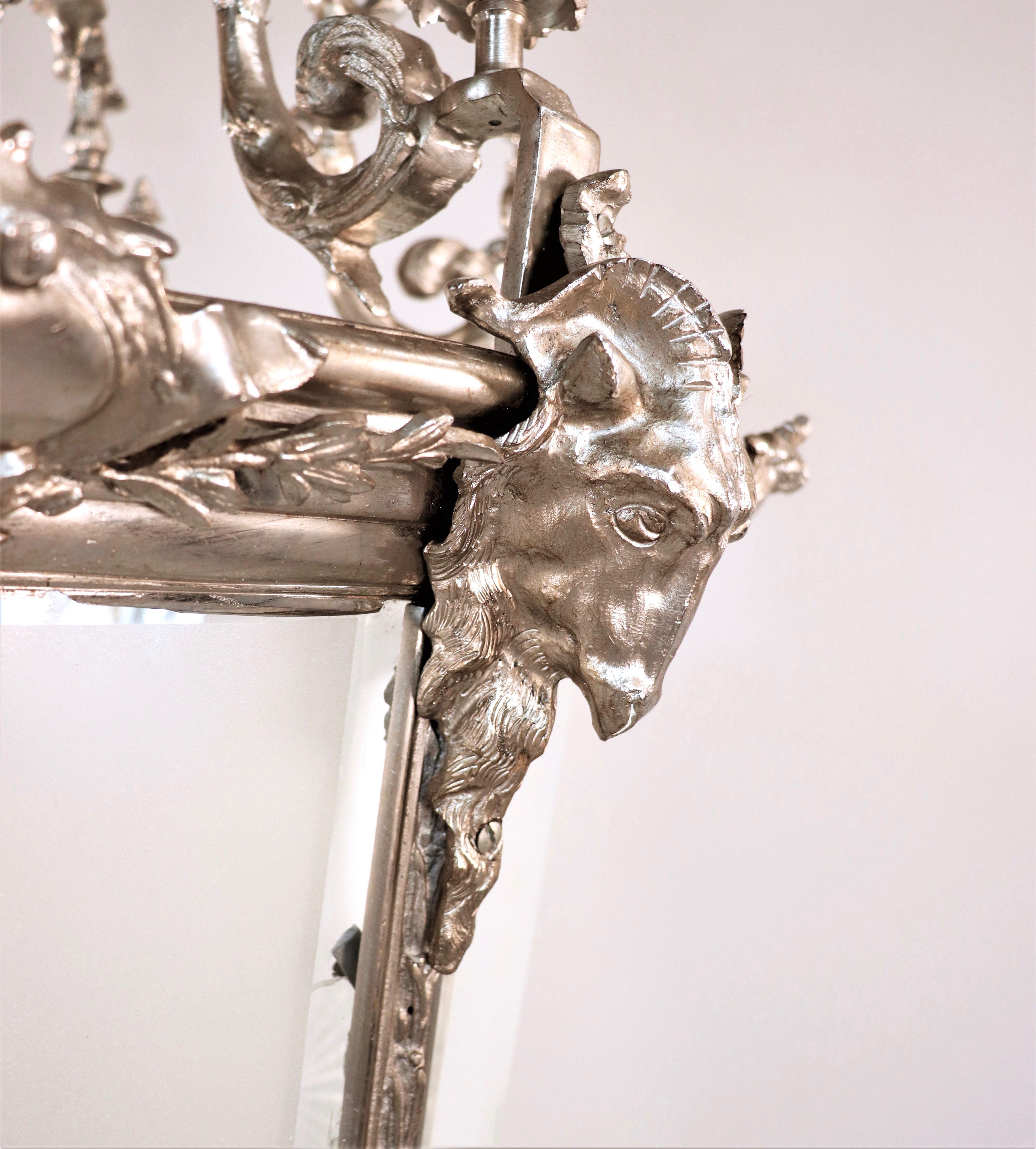 Large Late 20th Century Louis XV Style Nickel on Bronze Lantern 3
