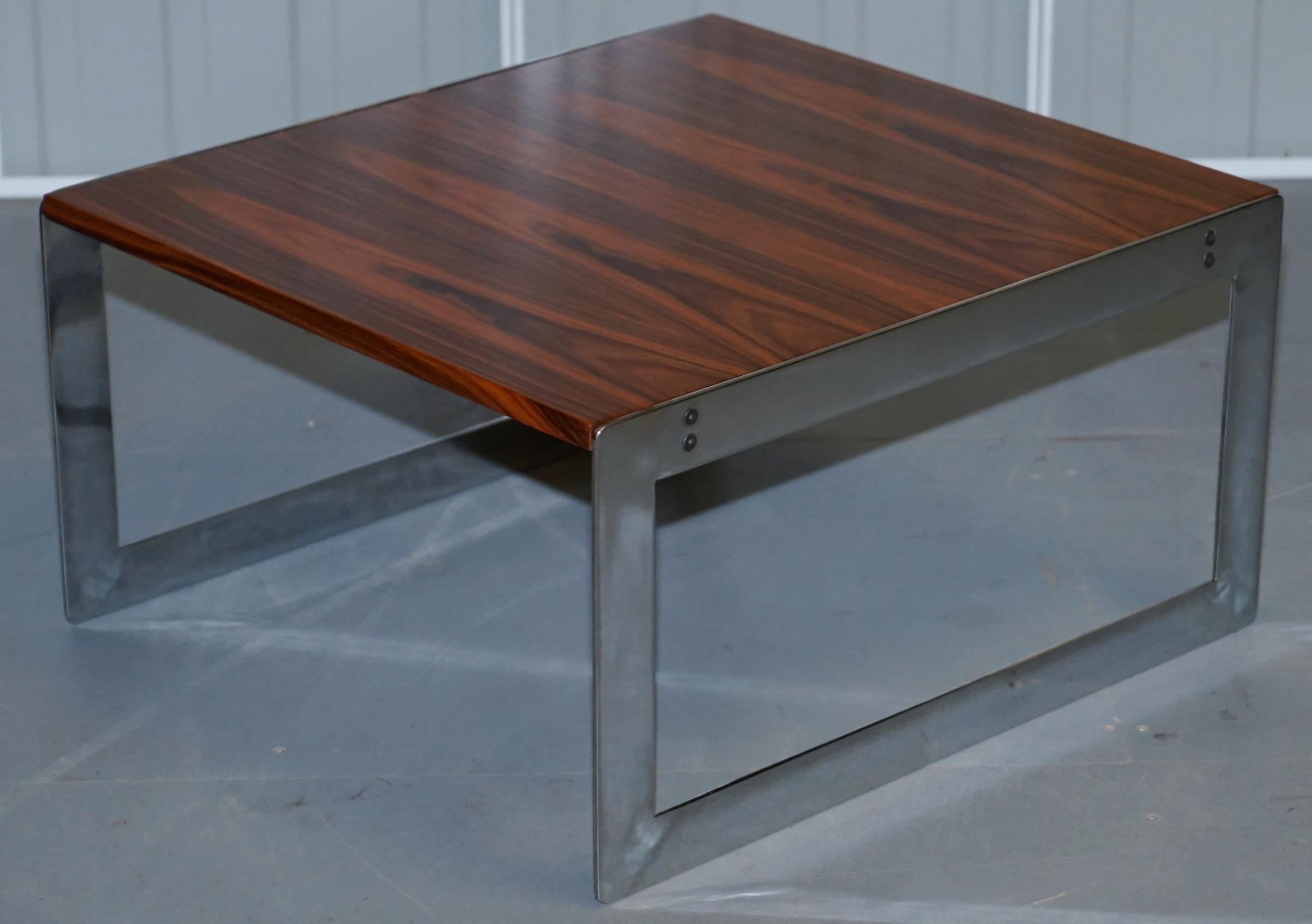 Large circa 1960s Merrow Associates Hardwood & Chrome Nest of Tables Great Size For Sale 2