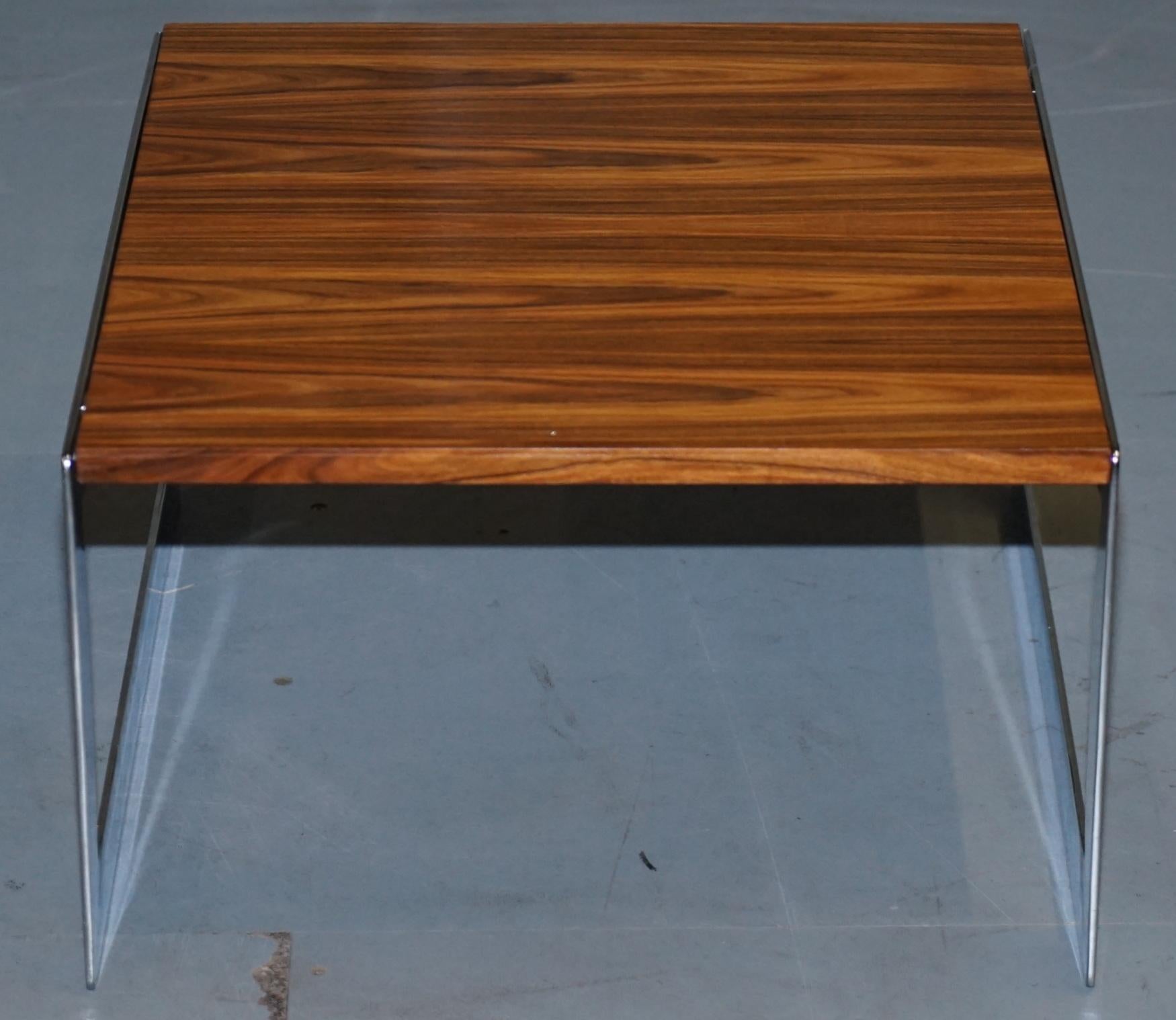 Large circa 1960s Merrow Associates Hardwood & Chrome Nest of Tables Great Size For Sale 9