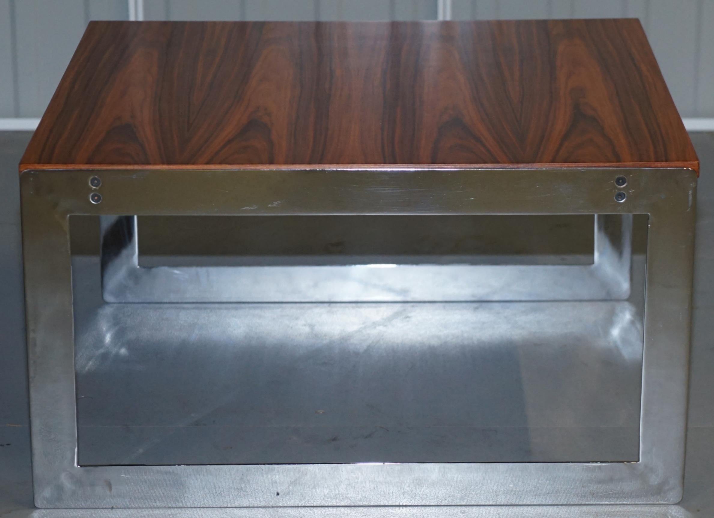 Hand-Crafted Large circa 1960s Merrow Associates Hardwood & Chrome Nest of Tables Great Size For Sale