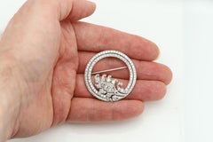 Large Circle Diamond Platinum Brooch Pin