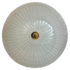 Large Circle Shape Murano Glass Flush Mount Star Pattern, Three Lights Italy