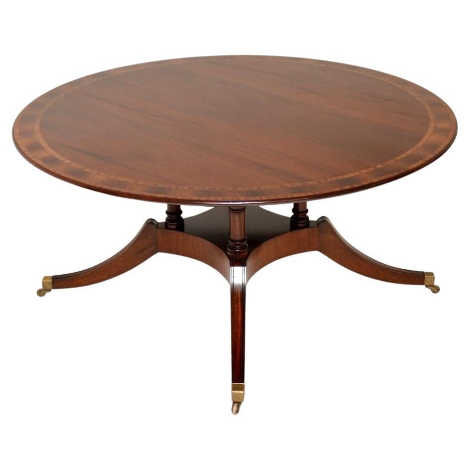 Large Circular Antique Inlaid Dining Table