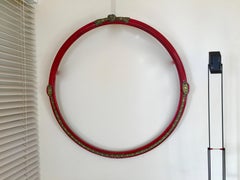 Large Circular Art Deco Red Lacquer Mirror by Sue and Mare, France, 1928