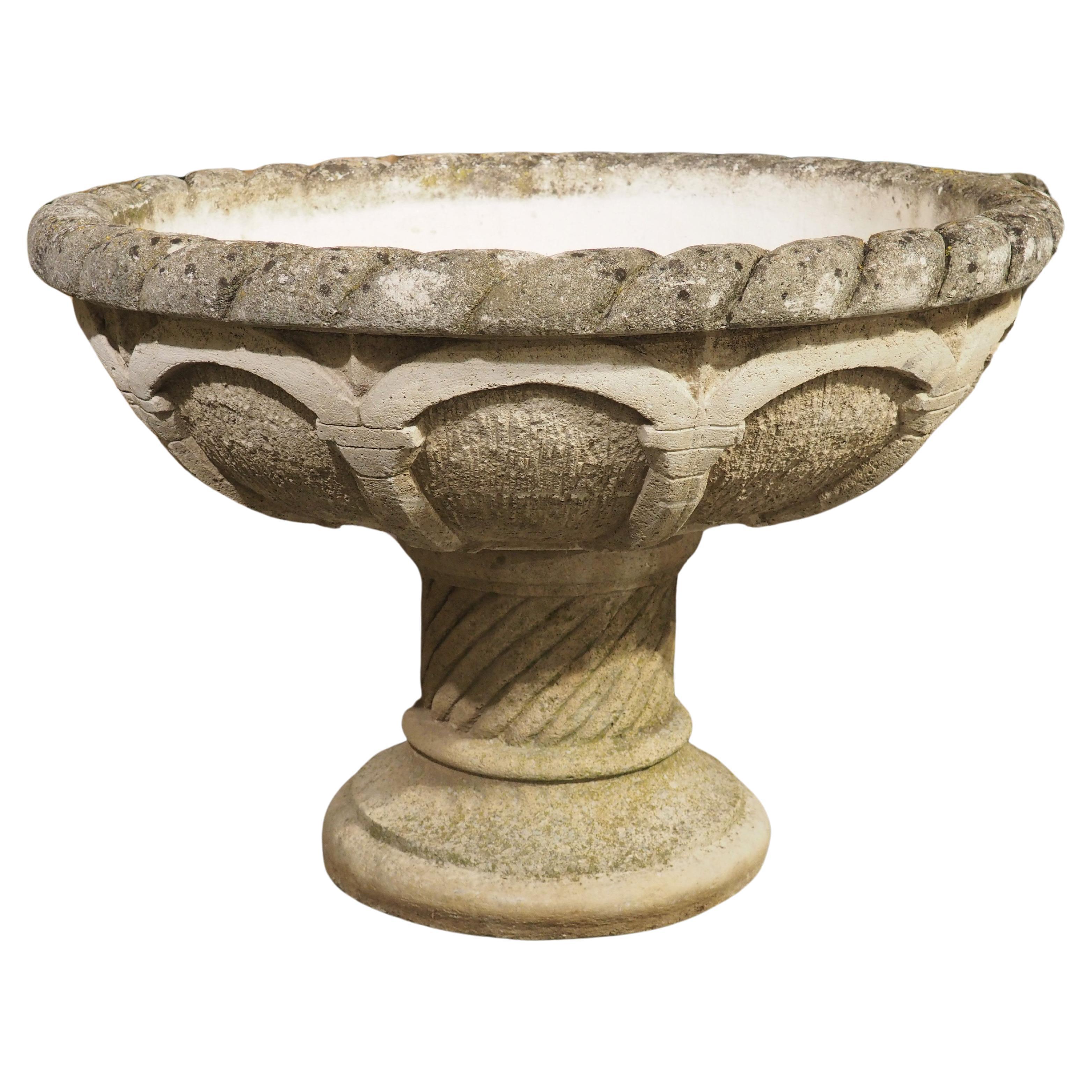 Large Circular Cast Stone Garden Planter, Reims, France, C. 1960 For Sale