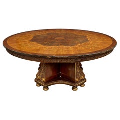 Large Circular Centre Table Adorned with Gilt Bronze and Marquetry