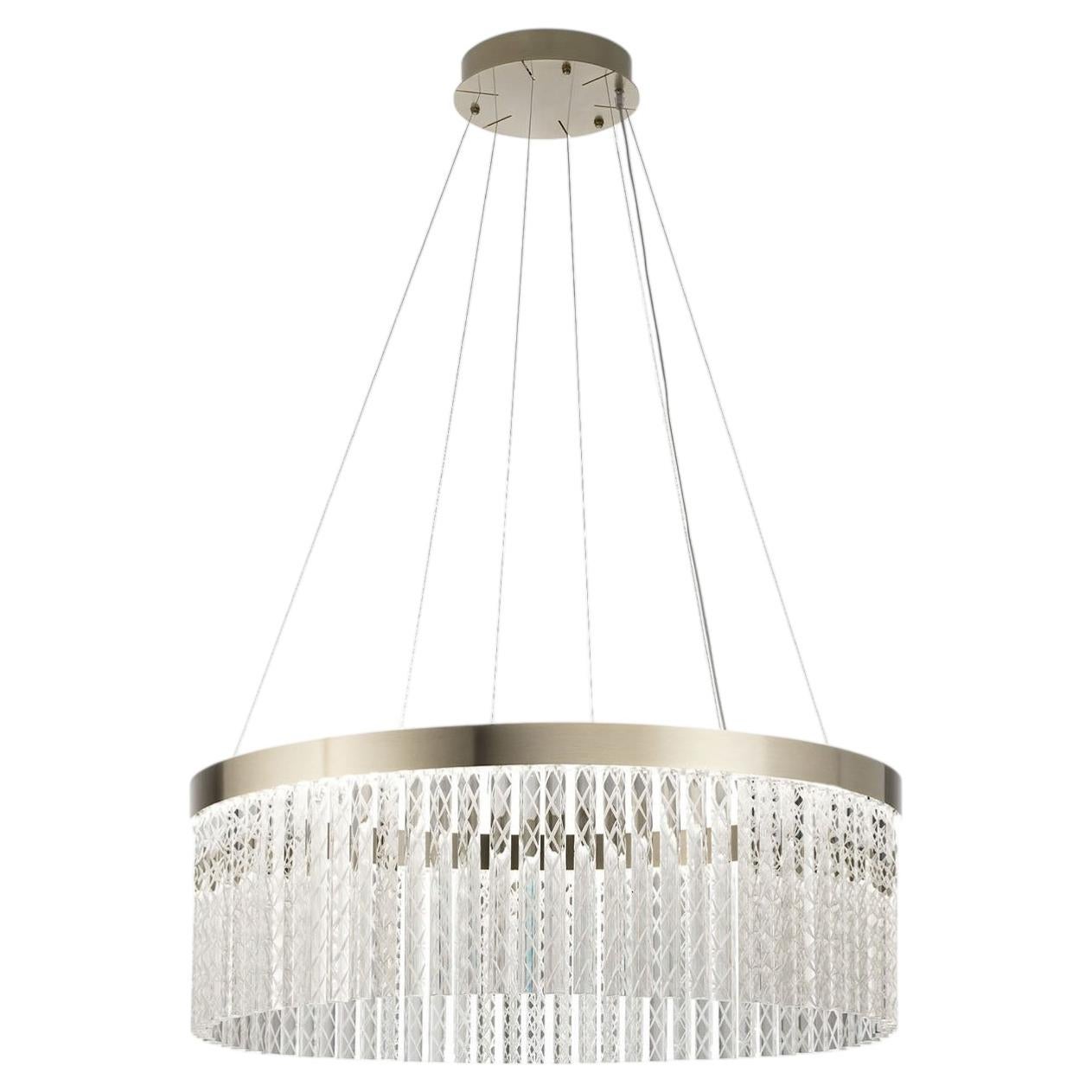 Large Circular Engraved Glass Chandelier