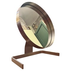 Large Circular Mirror / Psyche in Brushed Aluminum by Pierre Vandel