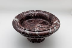 Large Circular Neoclassical Bordeaux Colored Marble Urn