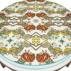 Large Circular Ottoman/Coffee Table with Animal Print