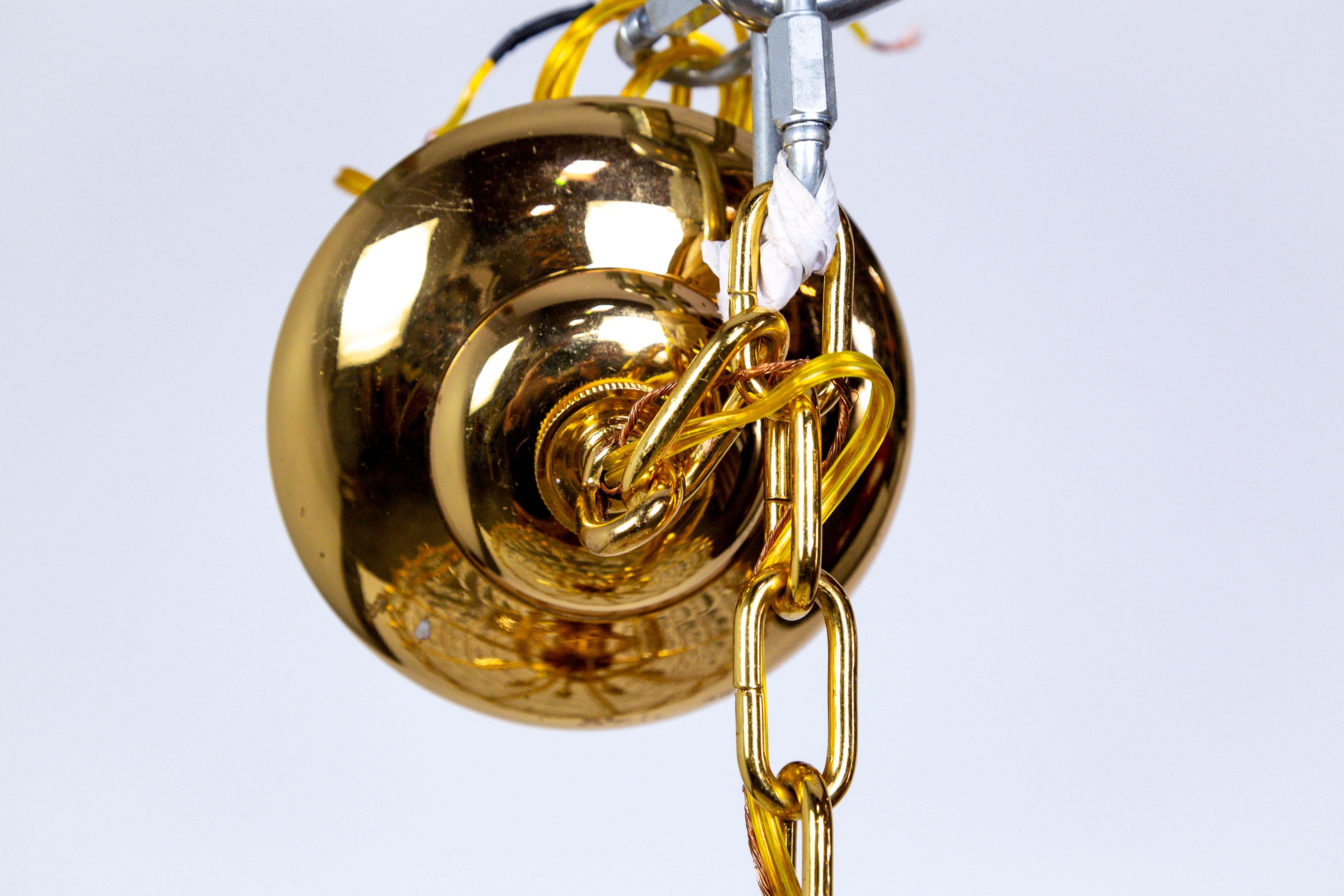 Large Circular Palwa Gilt Brass and Optical Lens Crystal Chandelier 5