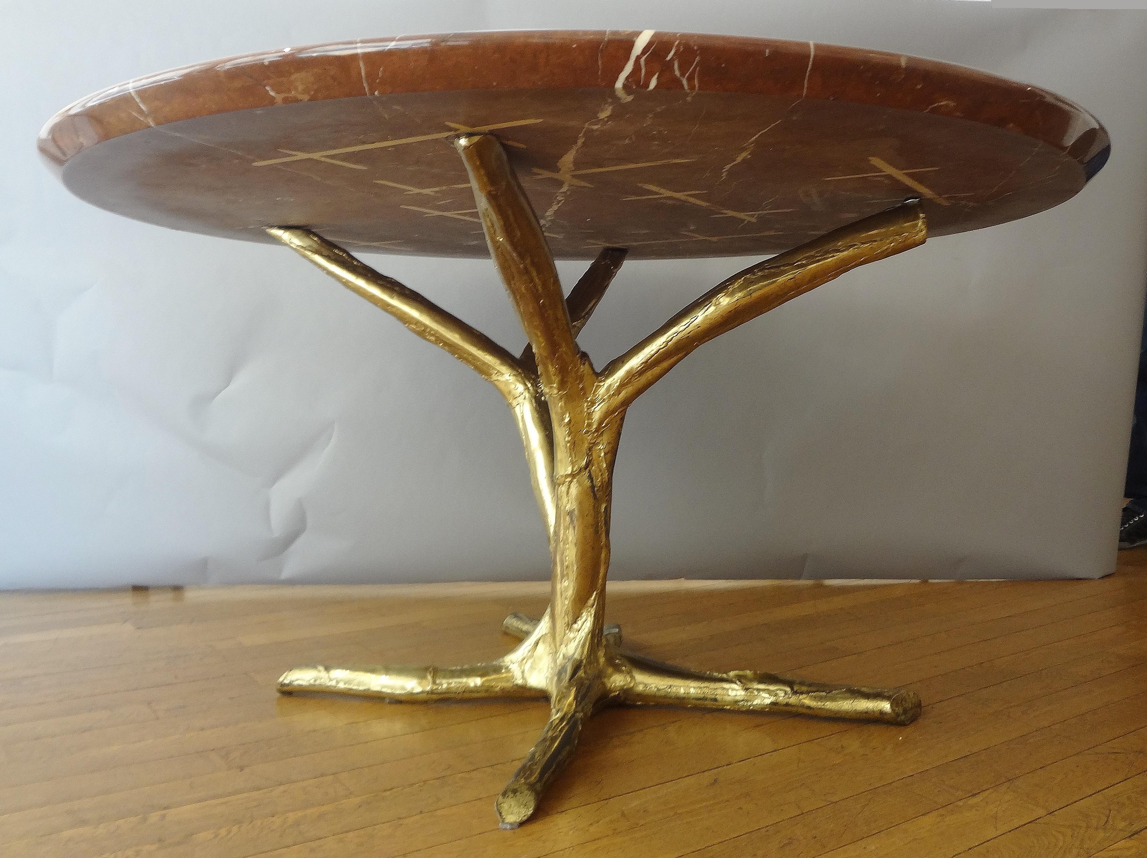 Gilt Large Circular Table by J. Duval Brasseur, 1982